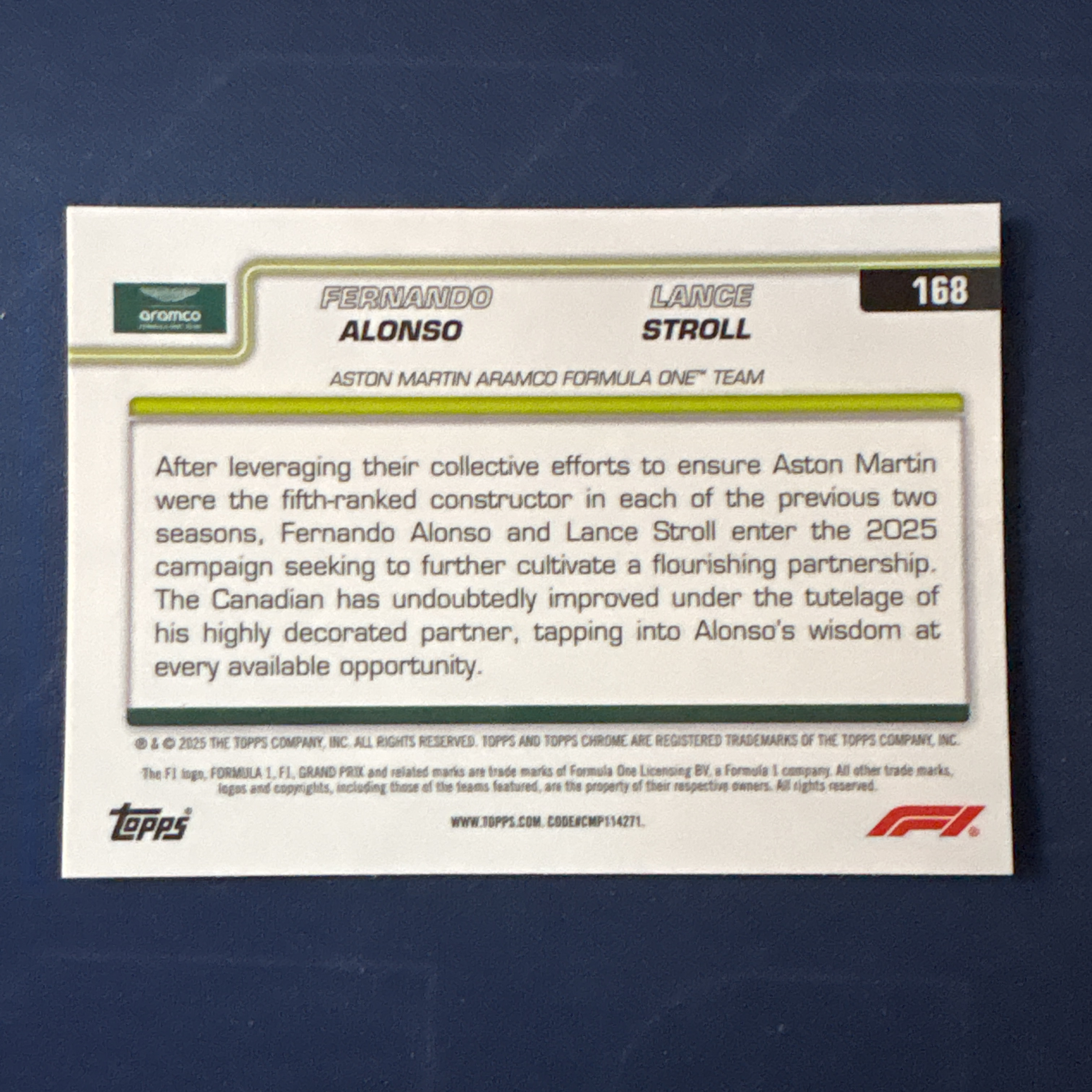 2025 Topps Chrome Fernando Alonso Lance Stroll 【爆爆代卖】F1 75周年 阿隆索 斯图罗尔 黑白方格旗折 棋盘折 格子折 Duo 双人 阿斯顿马丁#冷哥