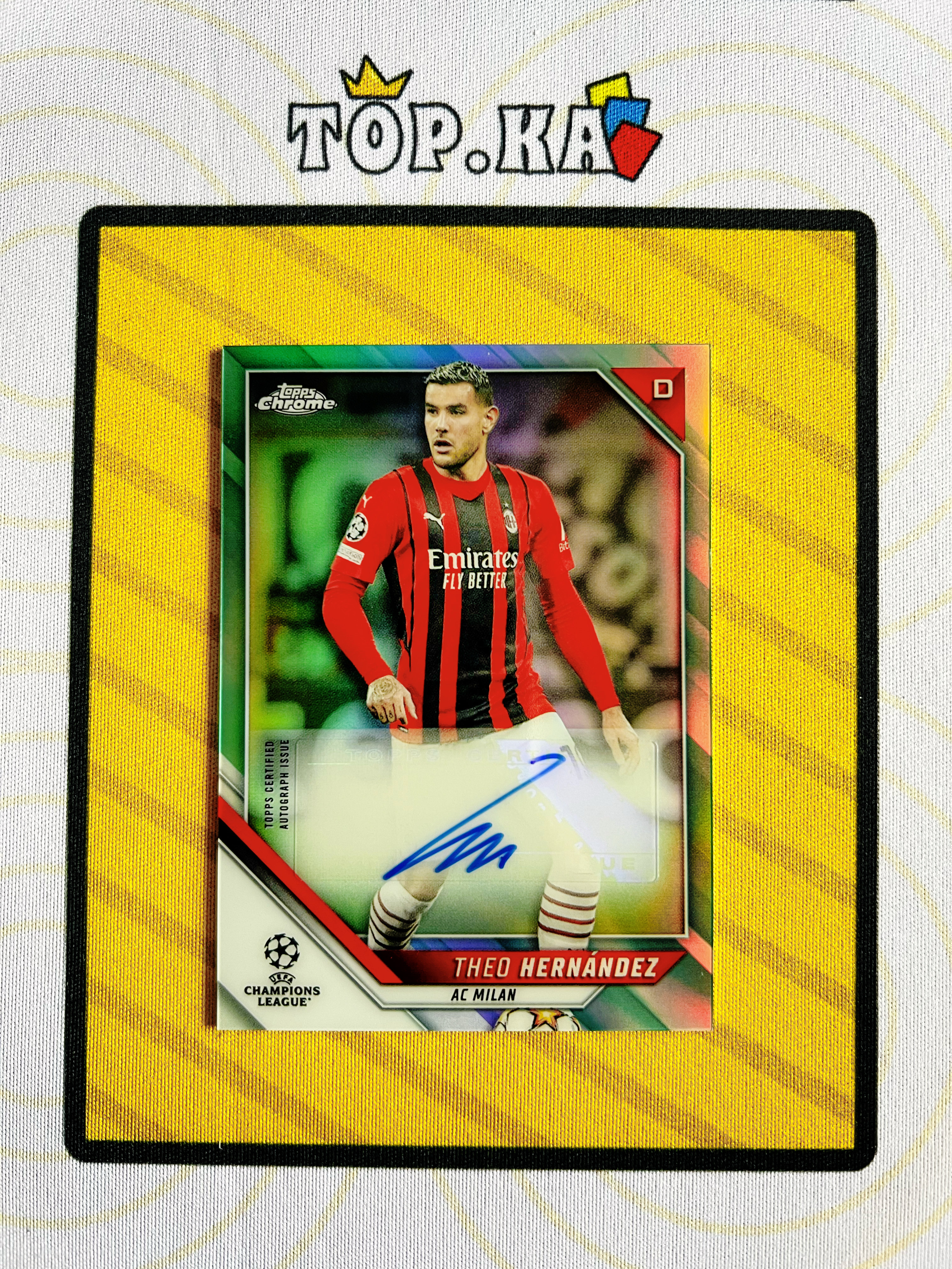 【顶尖卡社】2022 topps chrome 欧冠 特奥 Theo Hernandez 047/199编 青折 签字 折射 AC米兰 队长 法国 详情看描述 卡品如图【Lawson】
