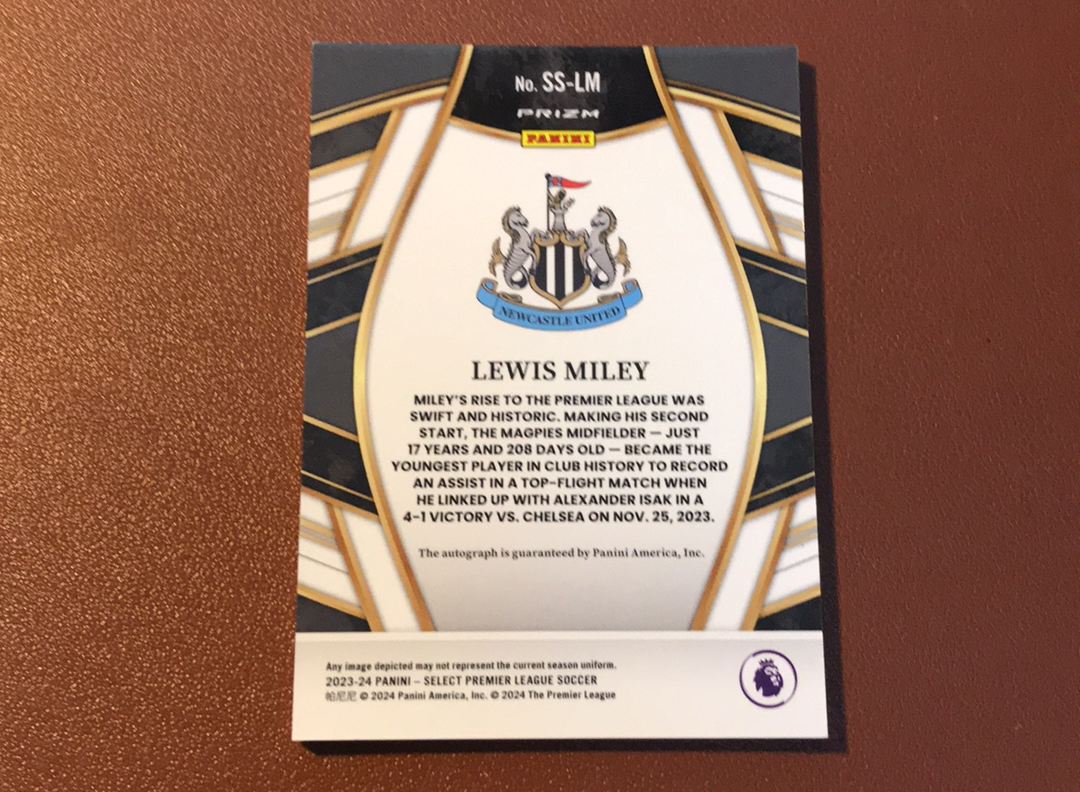 2023-24 Panini Select Lewis Miley RC 刘易斯 米粒 新秀 签字 纽卡斯尔 英超 卡品如图 一天一快递不累计