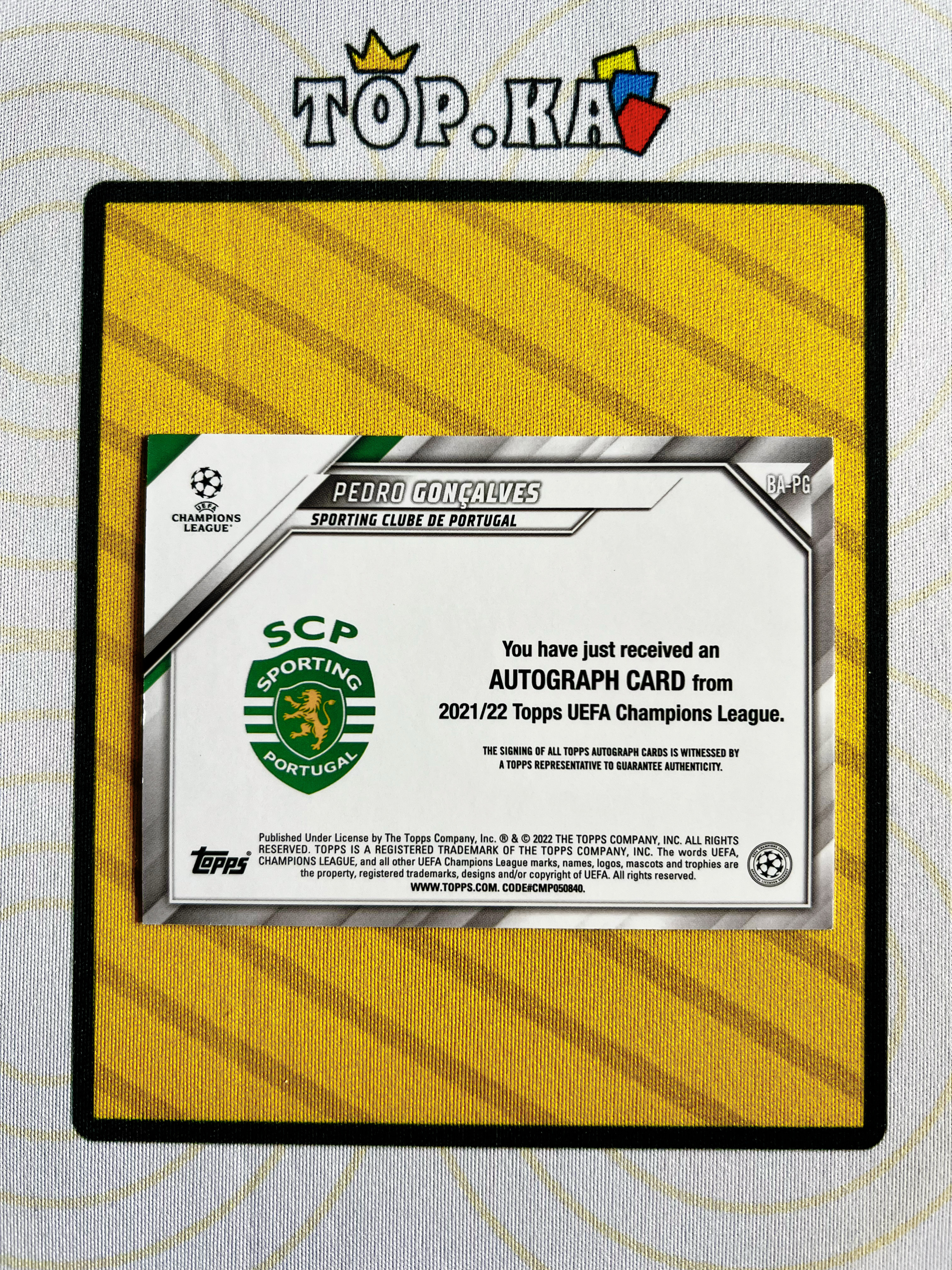 【顶尖卡社】2022 Topps PEDRO GONCALVES RC 欧冠 UCC 葡萄牙体育 佩德罗 贡萨尔维斯 签字 潜力小妖 豪门猎物 超级射手 详情看描述 瑕疵如图【Lawson】