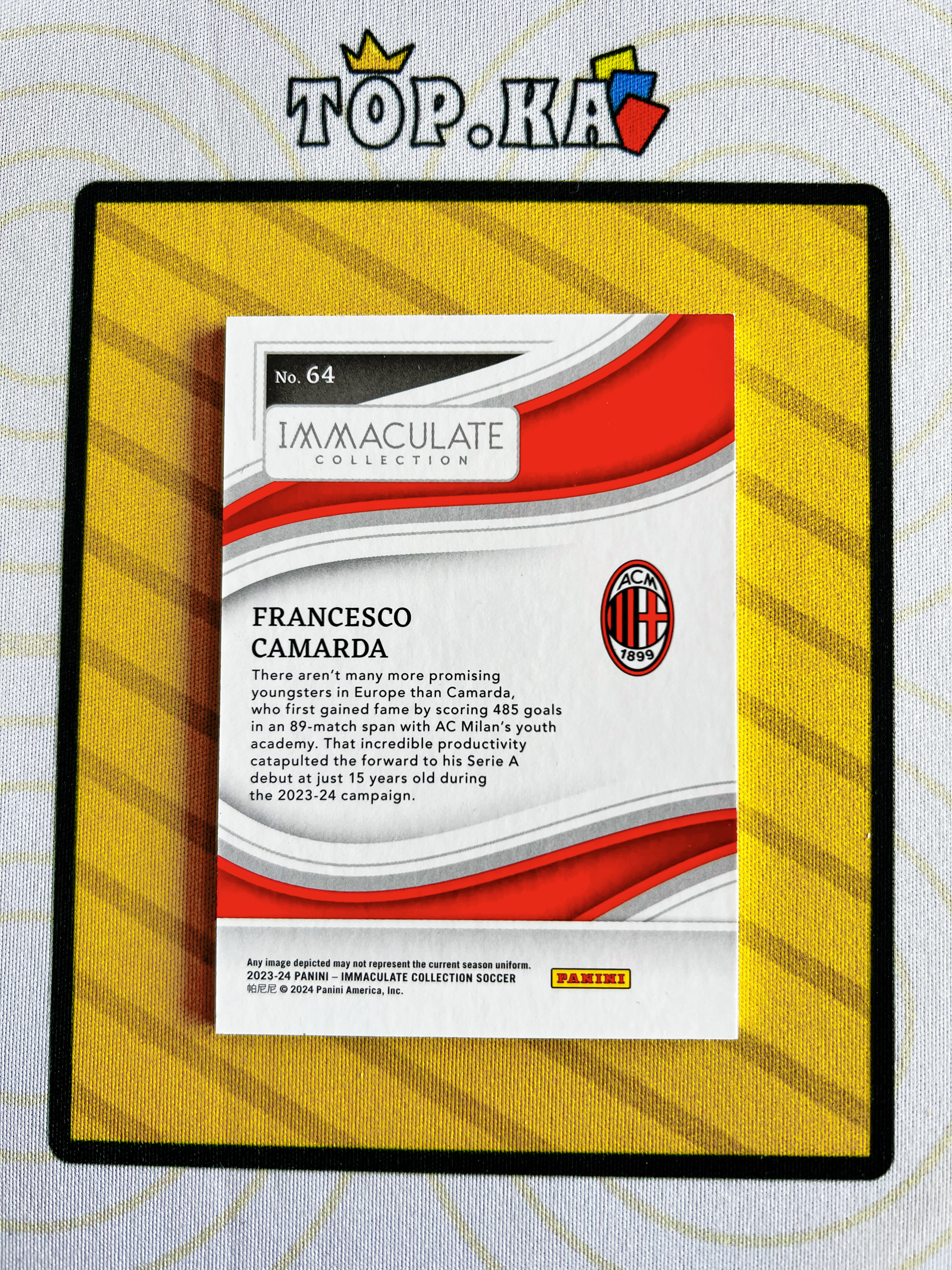【顶尖卡社】2023-24 Panini Immaculate Francesco Camarda RC 爱咪咪 AC米兰 卡马尔达 新秀 09/60编 铜平行 详情看描述 瑕疵如图【码头】