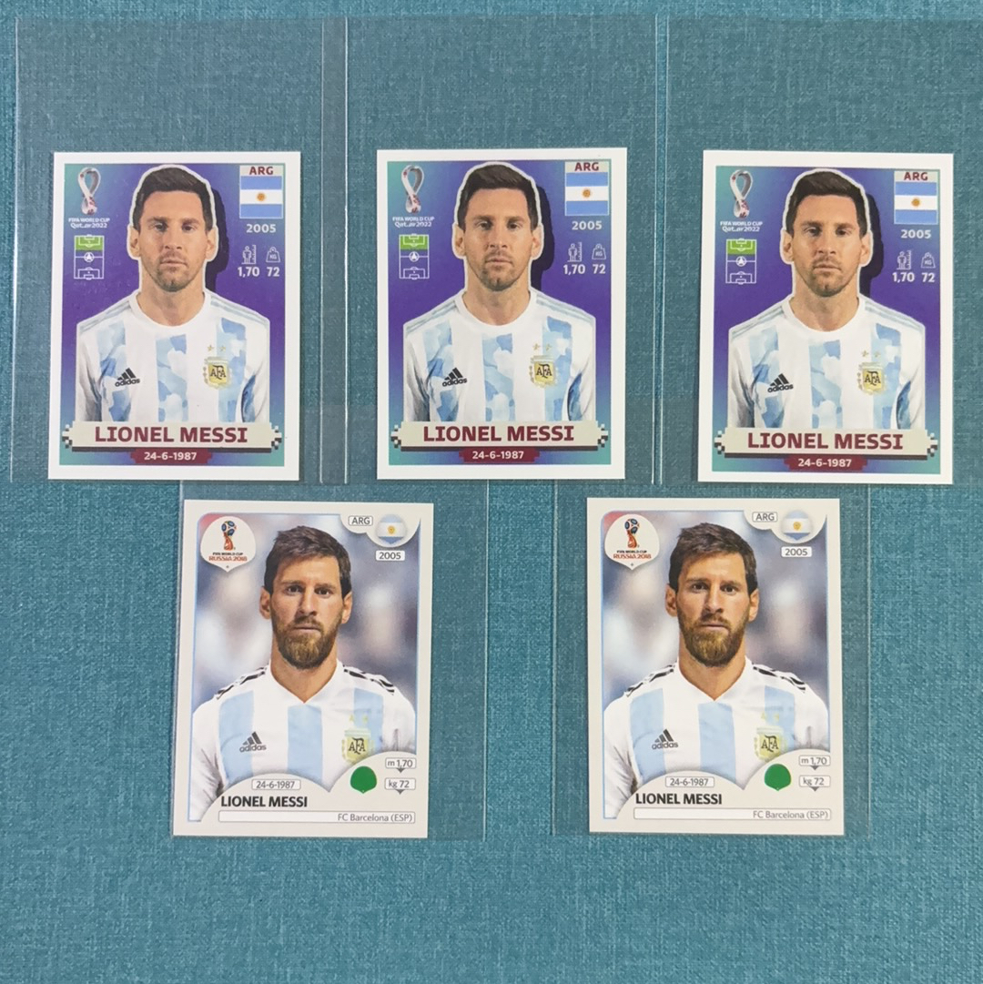 2018 2022 Panini 世界杯 贴纸 Lionel Messi 梅西 阿根廷 巴塞罗那 巴萨 打包 lot 卡品不保 DMG