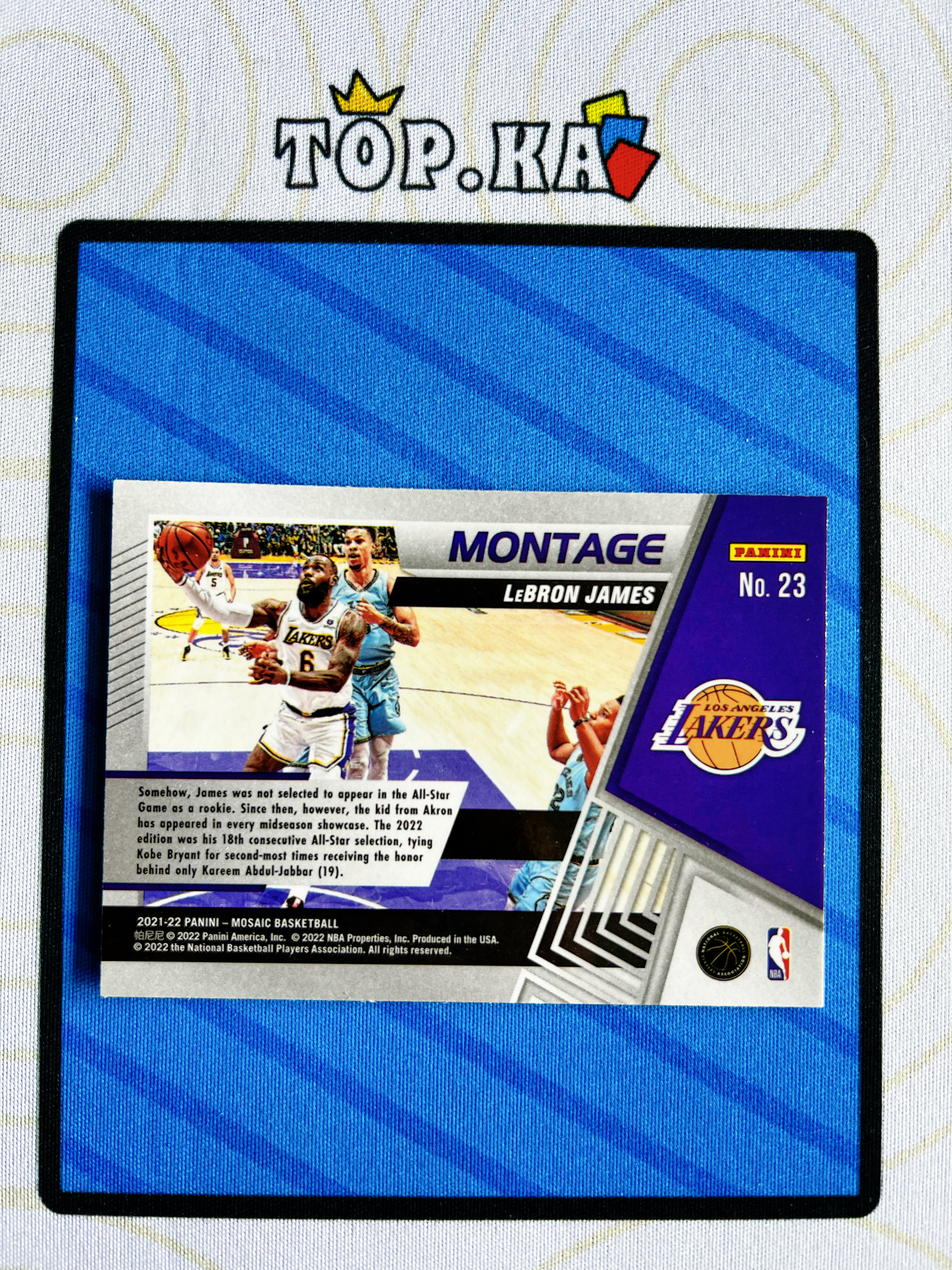 【顶尖卡社】2021-22 Panini Mosaic LeBron James 勒布朗詹姆斯 马赛克 蒙太奇 montage 特卡 场边选图 洛杉矶湖人 老詹 详情看描述 卡品如图【凯里】