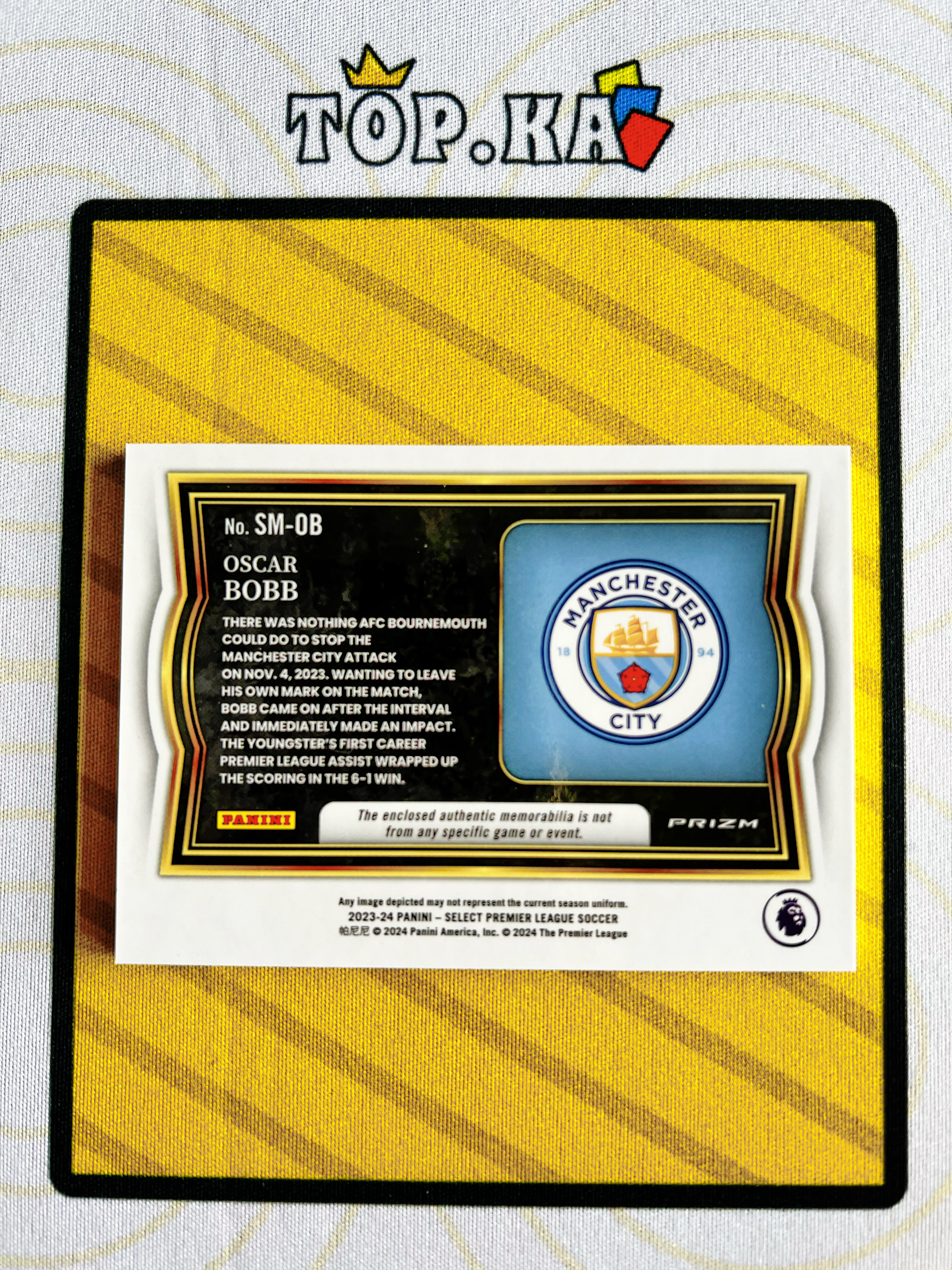 【顶尖卡社】2023-24 Panini Select Oscar Bobb RC 奥斯卡 鲍勃 英超 银折 新秀 小窗 球衣 物料 曼城 详情看描述 卡品如图【Esc】