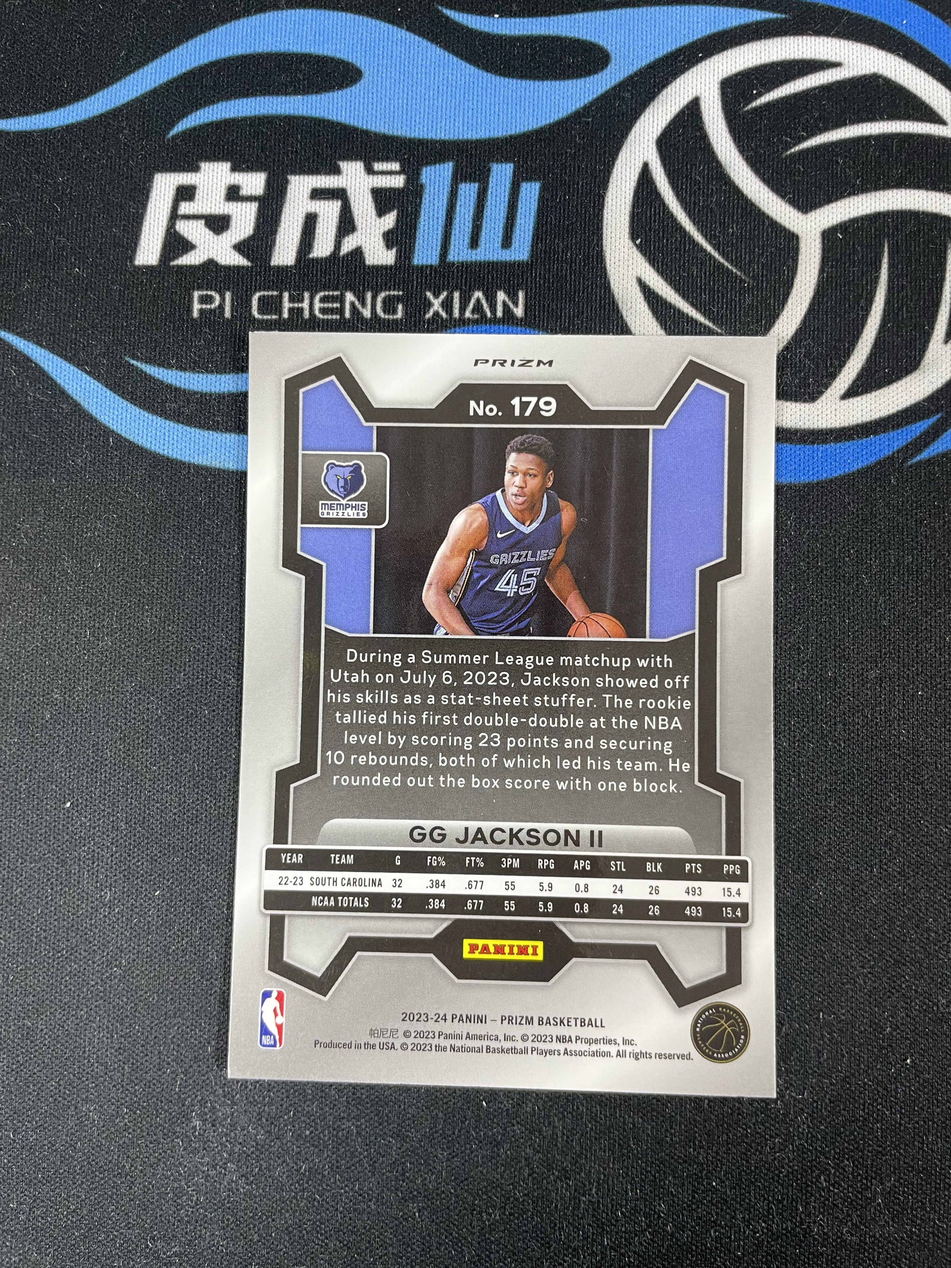 【皮成仙拍卖 统一手续费6%】 PANINI 23-24 PRIZM 灰熊 GG杰克逊二世 新秀 RC 银折 瑕疵如图 凑套必备 值得收藏【只发顺丰】柱子126