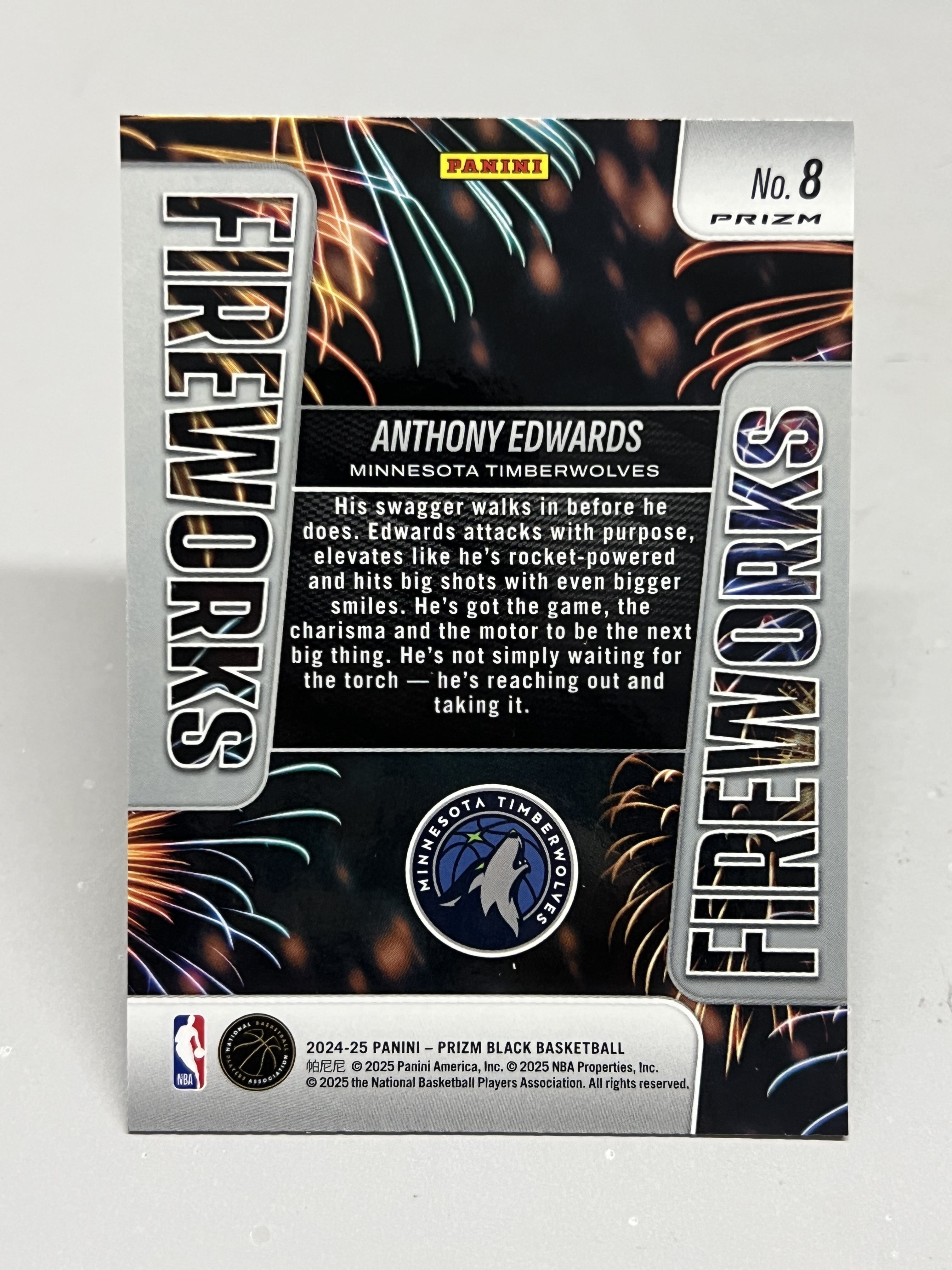 2024-25 Panini Prizm Anthony Edwards 【挂机拍卖】 帕尼尼 安东尼·爱德华兹 字母哥 银折 烟花特卡 森林狼 #8 卡品如图 收藏 凑套