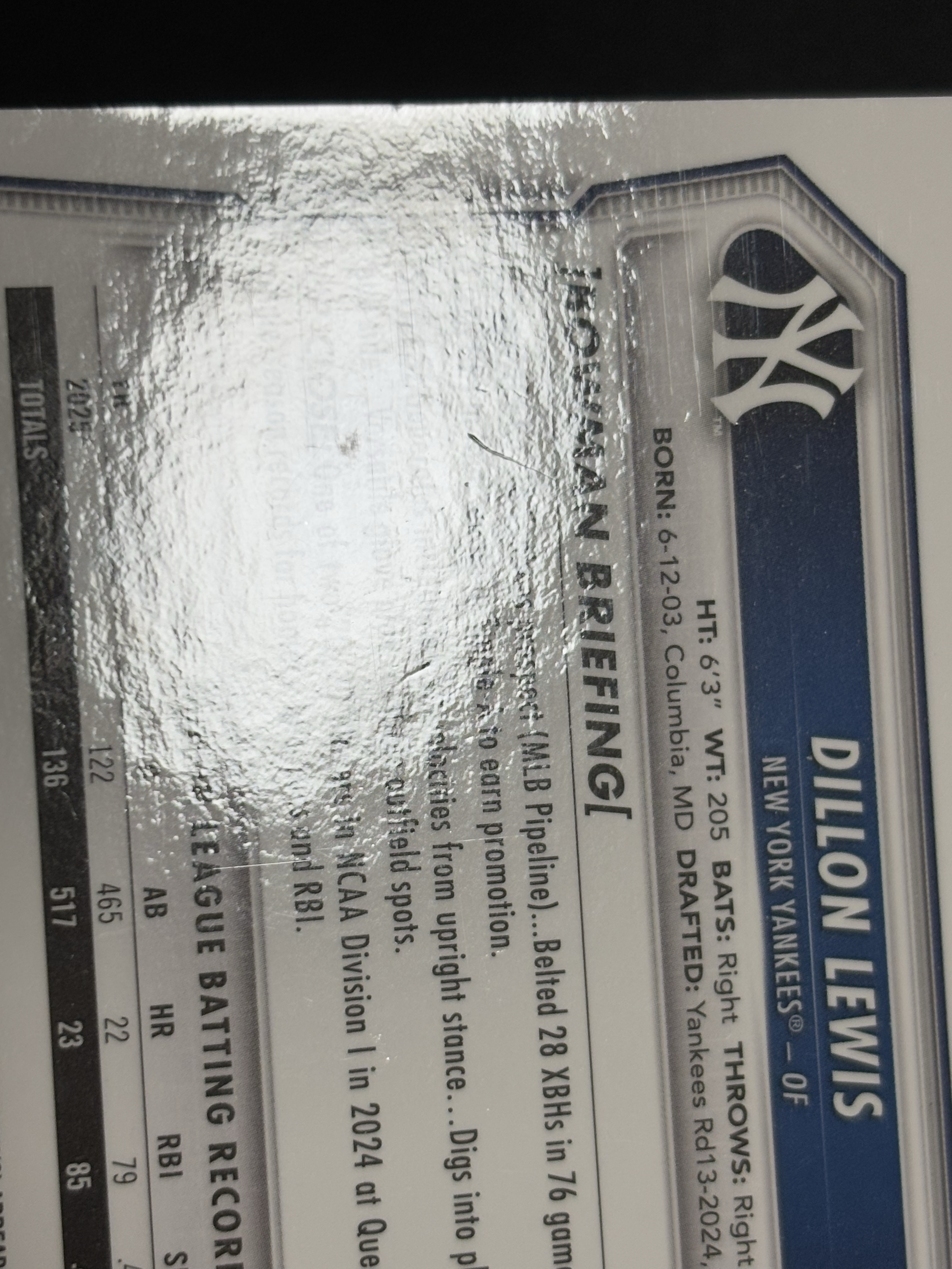 2026 Topps Bowman Dillon Lewis 棒球 MLB 纽约洋基 狄龙 刘易斯 卡签字 绿熔岩折 12/99编 卡品如图 - coke
