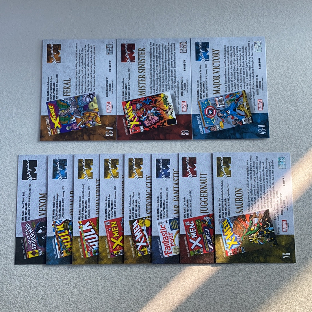 【弈卡代拍】2024 Upper Deck Marvel Masterpieces'92 Platinum 92白金复刻大师 特卡 银折 帆布 毒液 牌皇等 打包 品相如图 糖醋鱼