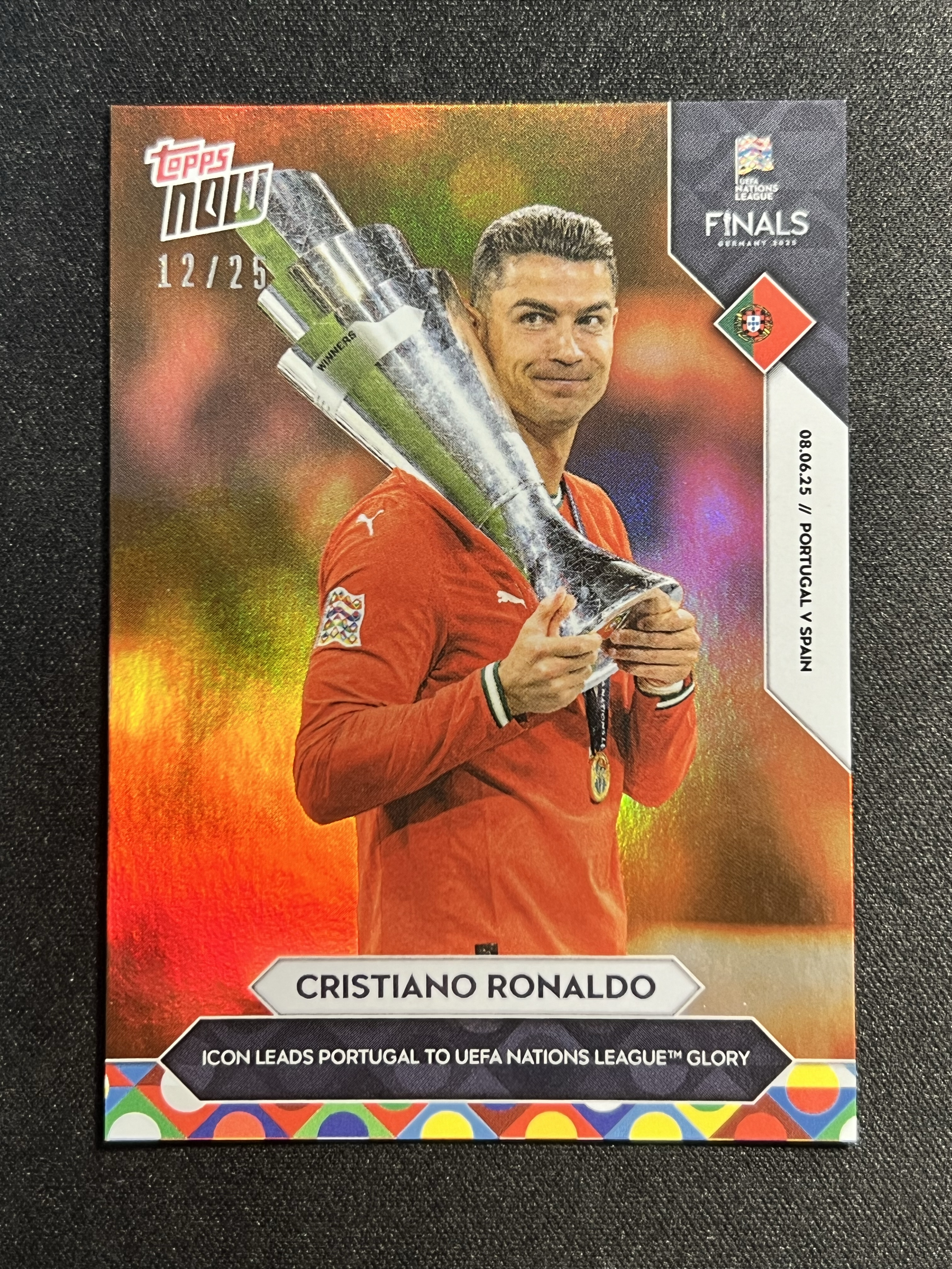 2025 Topps Now Cristiano Ronaldo C罗 12/25编 圣诞编 欧国联捧杯时刻。庆祝。皇家马德里/皇马,曼联,尤文图斯,葡萄牙Goat,梅西之敌【珞珈拍卖】