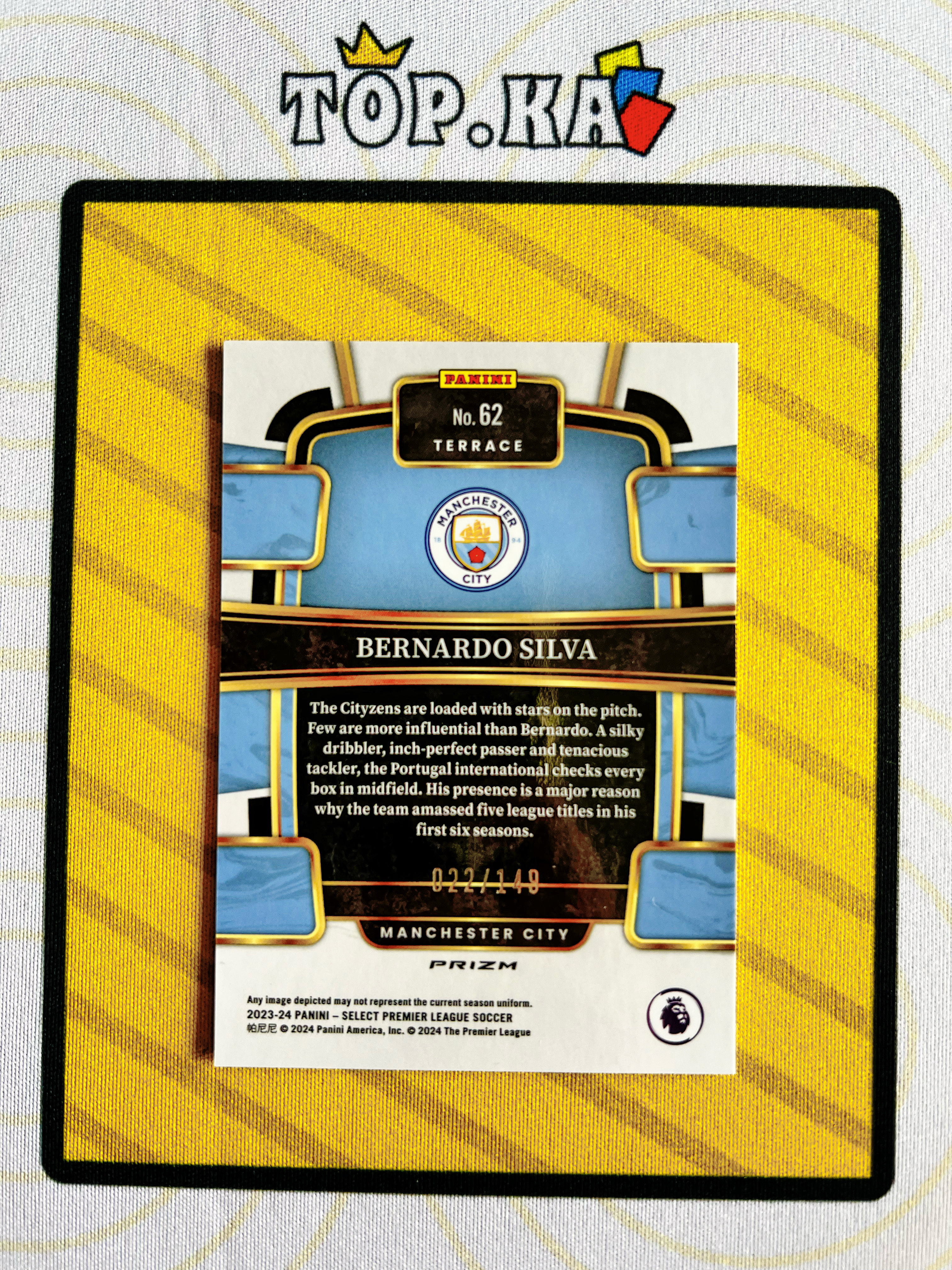 【顶尖卡社】2023-24 Panini Select Bernardo Silva select系列 英超 曼彻斯特城 曼城 贝尔纳多席尔瓦 b席 149编 紫折 详情看描述 卡品如图【Esc】