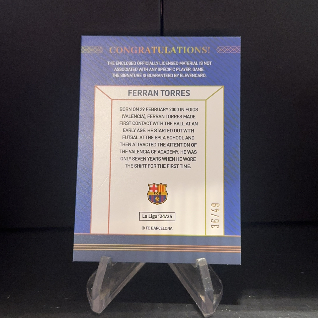 2024-25 Eleven 巴萨队盒 Ferran Torres 费兰 托雷斯 西班牙 巴塞罗那 巴萨队盒 西甲 36/49编 签字 卡签 物料签 大窗球衣 MJ001W