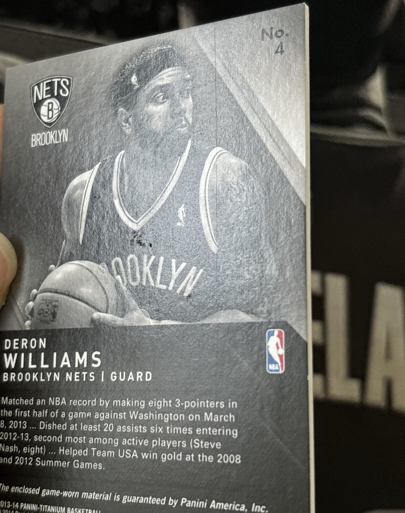 2013-14 Panini Titanium Deron Williams 《快乐卡舍接寄拍》篮网 德隆 威廉姆斯 031/299编 gw物料 瑕疵见图 投资收藏必备