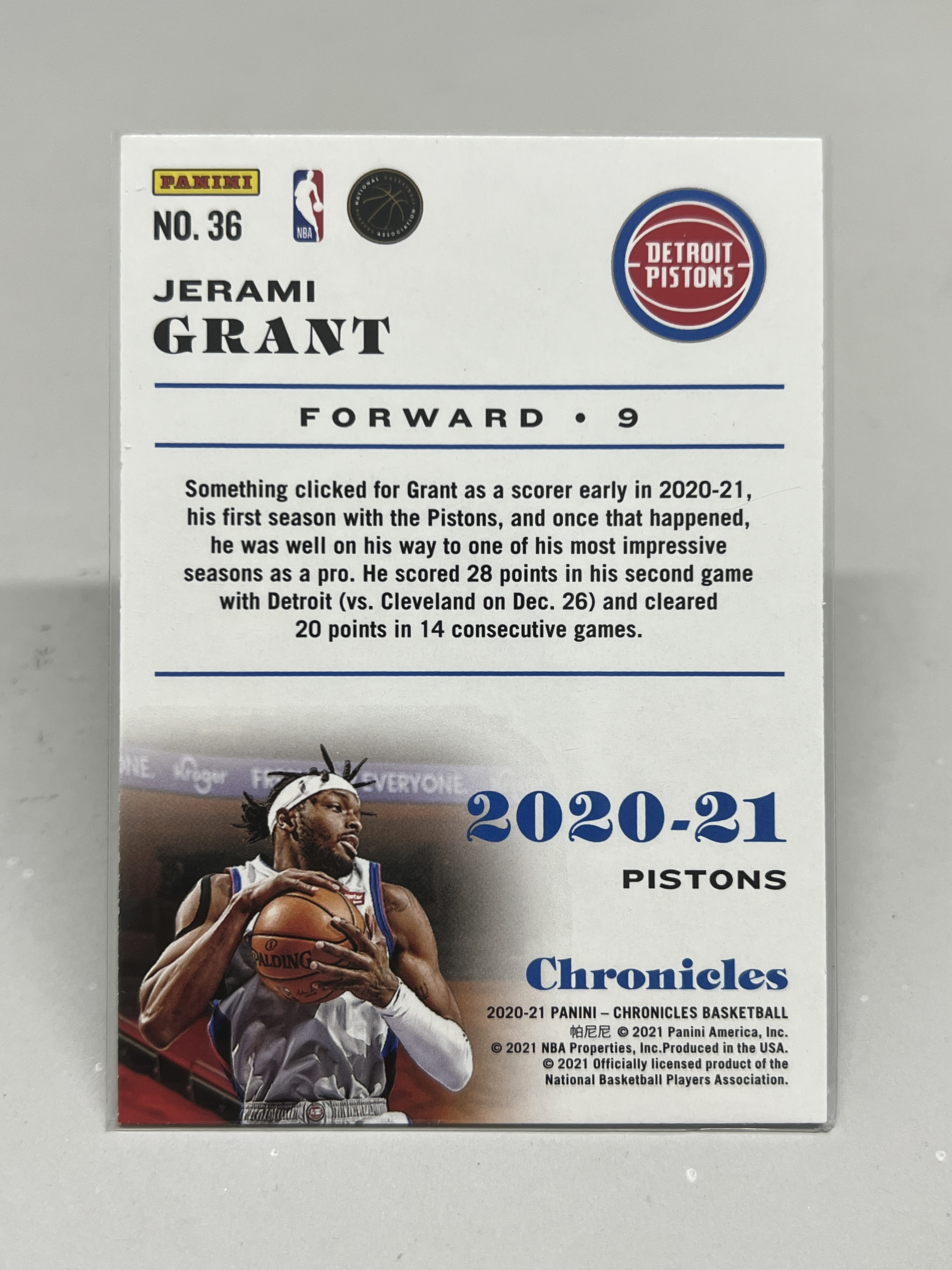 2020-21 Panini Chronicles Jerami Grant 【接寄拍 挂机拍卖】帕尼尼 编年史 杰拉米·格兰特 活塞 #36 折射 万花筒折 金平行 卡品如图 收藏 凑套