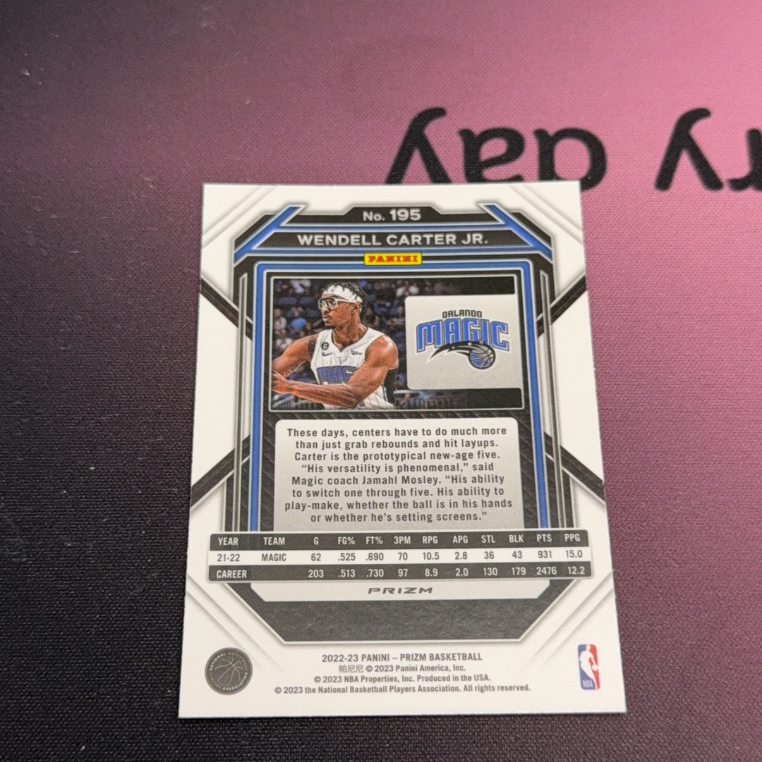 2022-23 Panini Prizm Wendell Carter Jr. 【小V代拍】温德尔 卡特 魔术 红闪 折射 pz系列 卡品如图【鱼宇】y