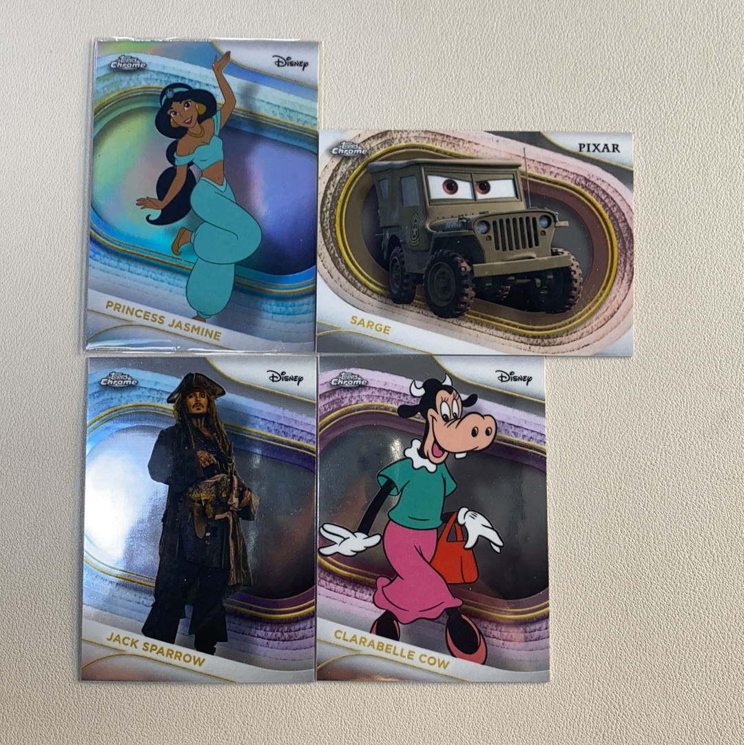 【弈卡代拍】2025 Topps Disney chrome Value Box 迪士尼 特卡 大比例 普卡 base 银折 杰克船长 等 4张打包 品相如图 凑套必备 无理