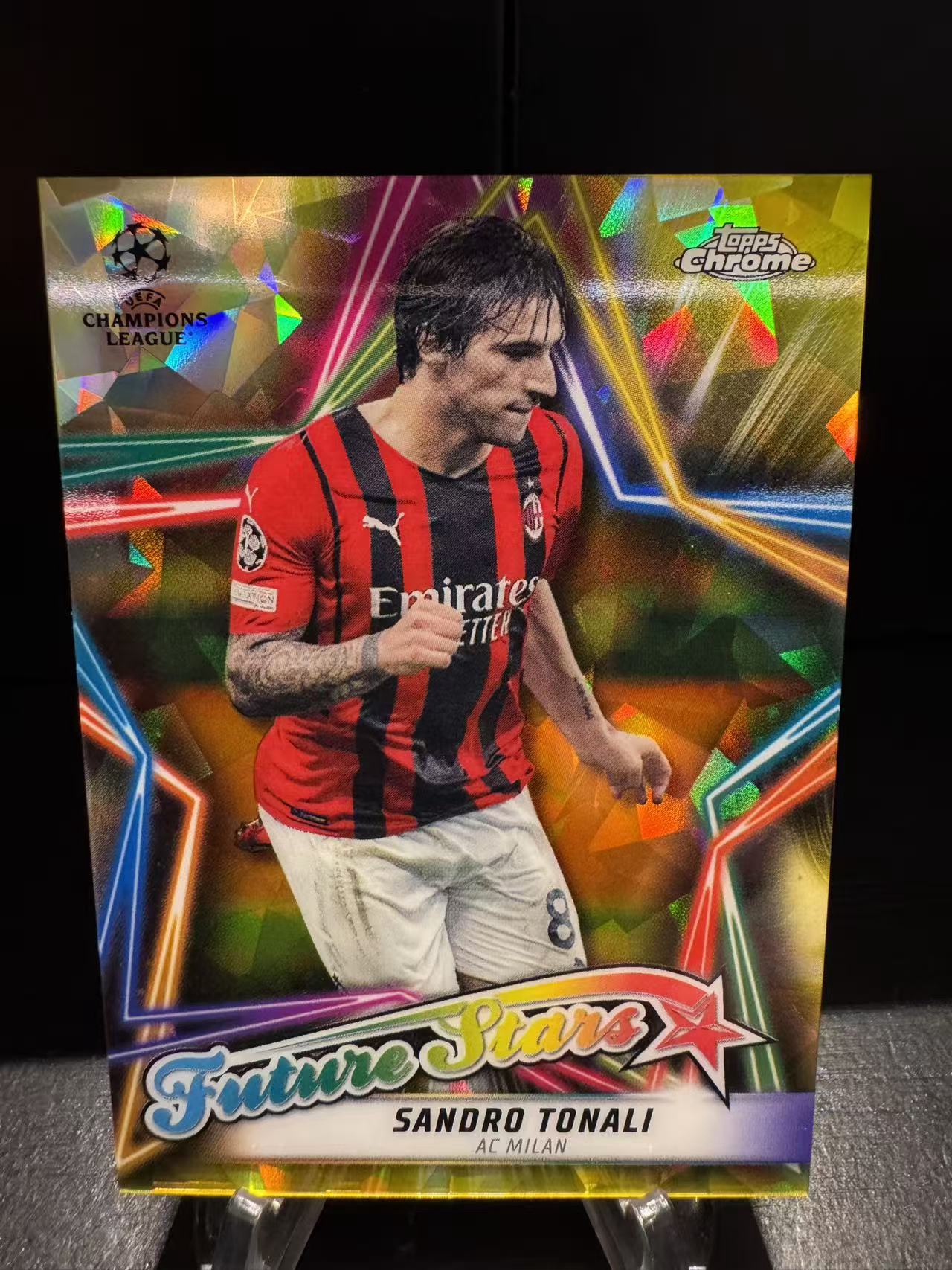 龖 2022 Topps Chrome Sandro Tonali 欧冠 TC 蓝宝石 意大利 AC米兰 纽卡斯尔 托纳利 赌神 74/99编 黄碎冰 黄宝石 未来之星 特卡 卡品如图 MJ002l