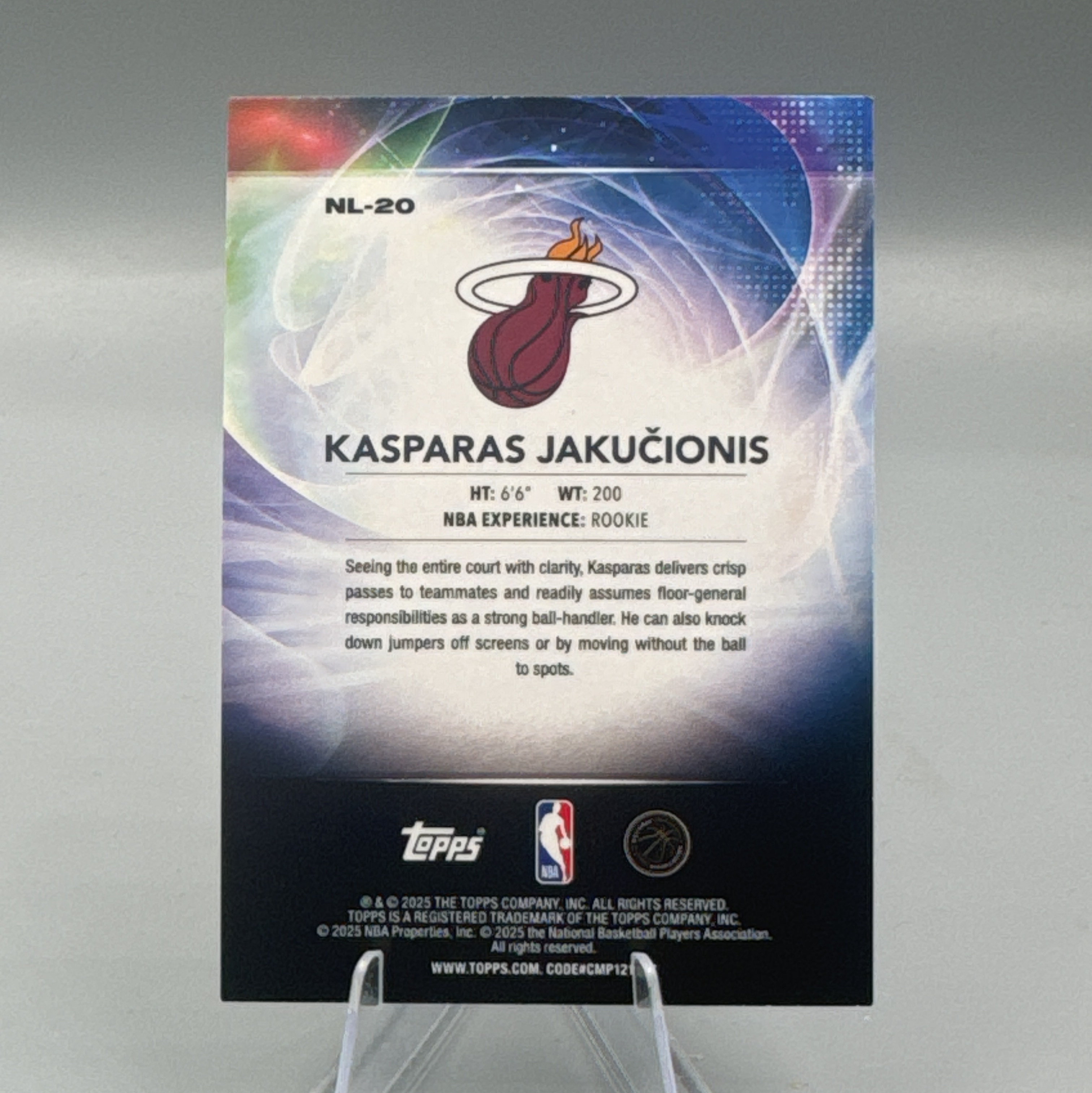 2025-26 Topps Chrome 热火 新秀RC Kasparas Jakucionis 亚库契尼奥斯 No limit 特卡 勾勾