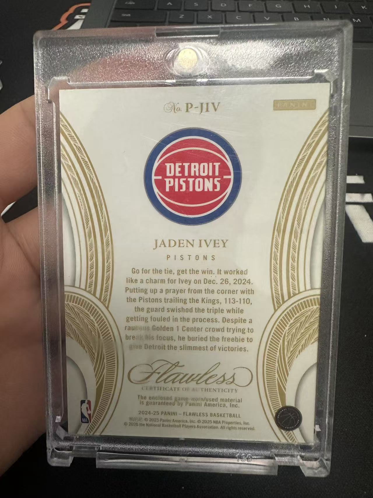 2024-25 Panini Flawless Jaden Ivey 手提 活塞 杰登 艾维 球衣 物料 大窗 25编 低编 专收必备 冷