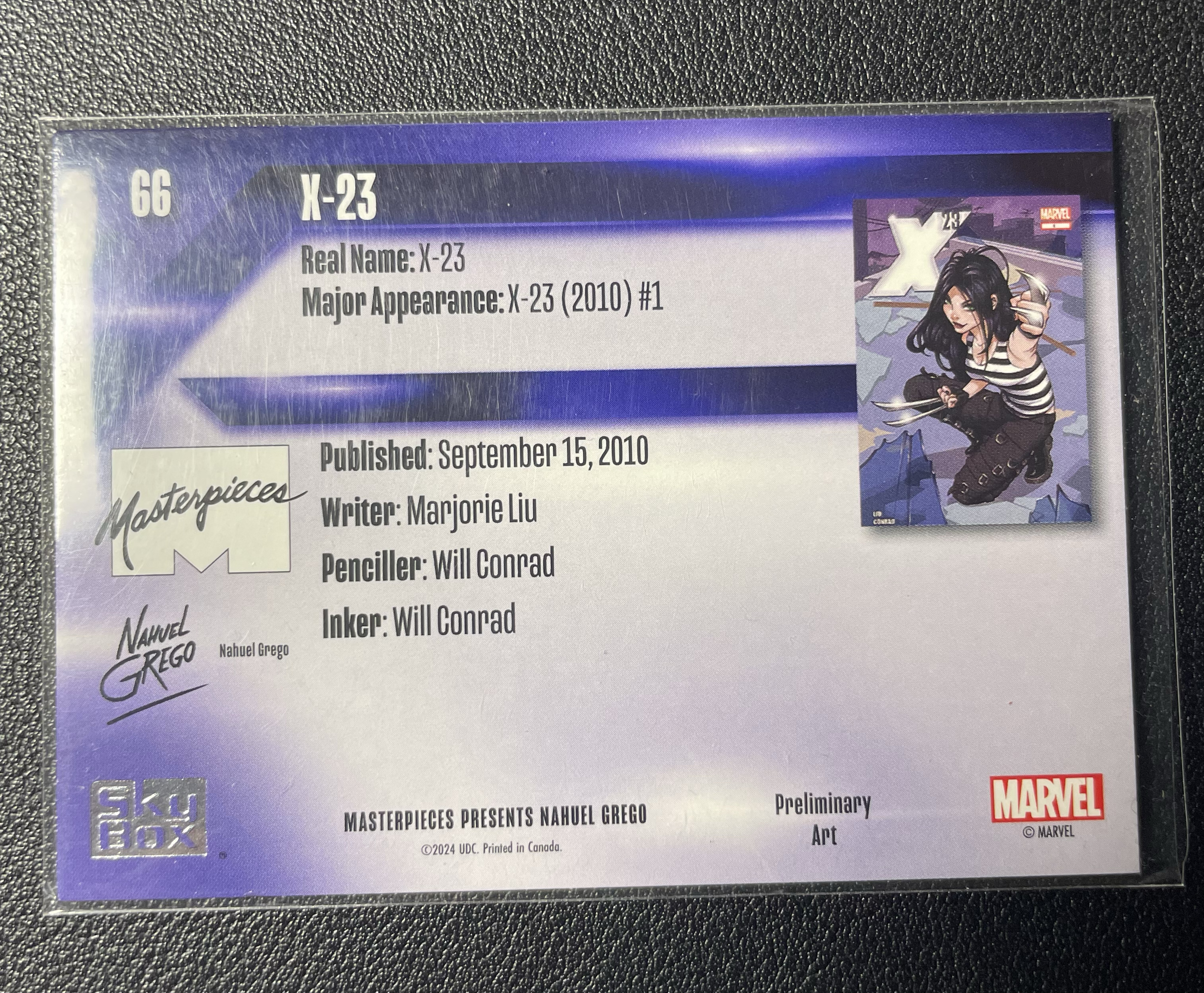 2024 SkyBox Marvel (MCU) Masterpieces大师盒 X-23 比例插放 黑白草稿平行 三阶序号如图 2024 Skybox漫威漫画大师盒Nahuel Grego
