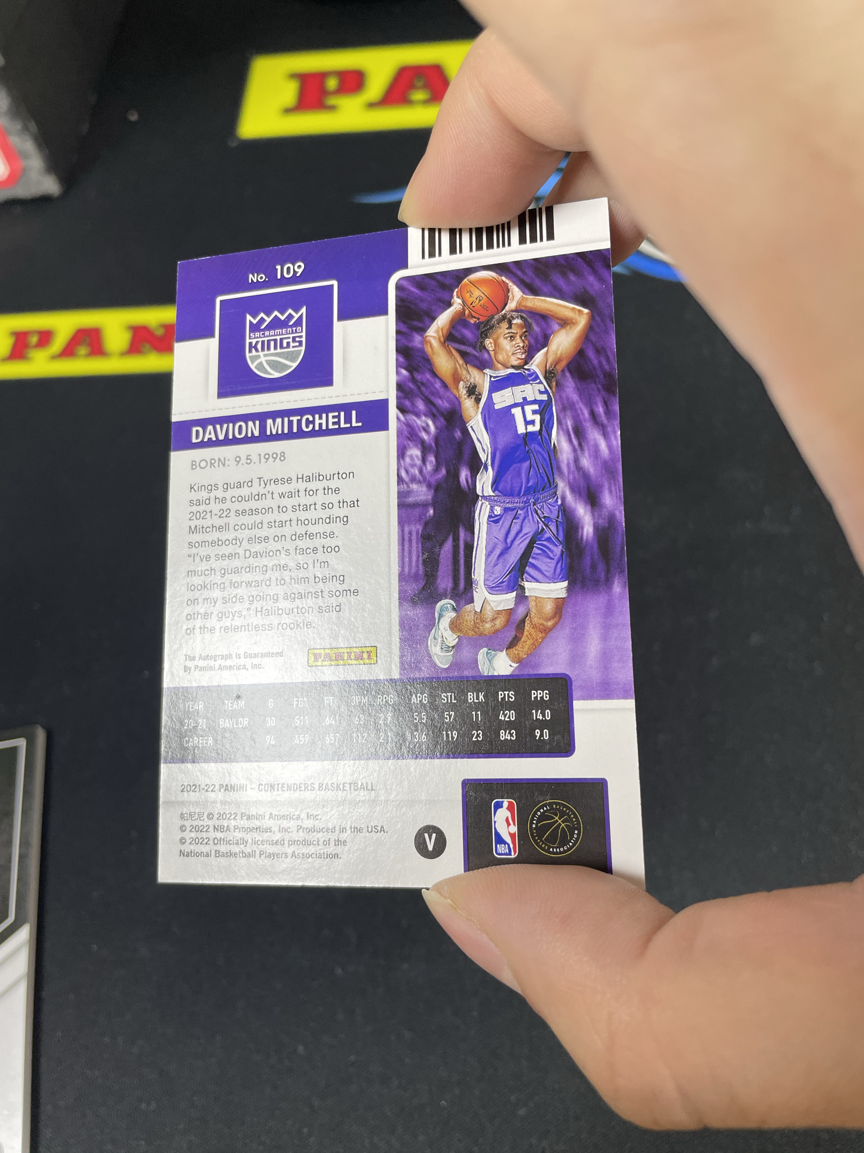 【皮成仙拍卖】 PANINI 21-22 球票 CONTENDERS 国王 DAVION MITCHELL 米切尔 新秀 RC 变化版 签字 卡签 99编 瑕疵如图【只发顺丰】好好少年10.28