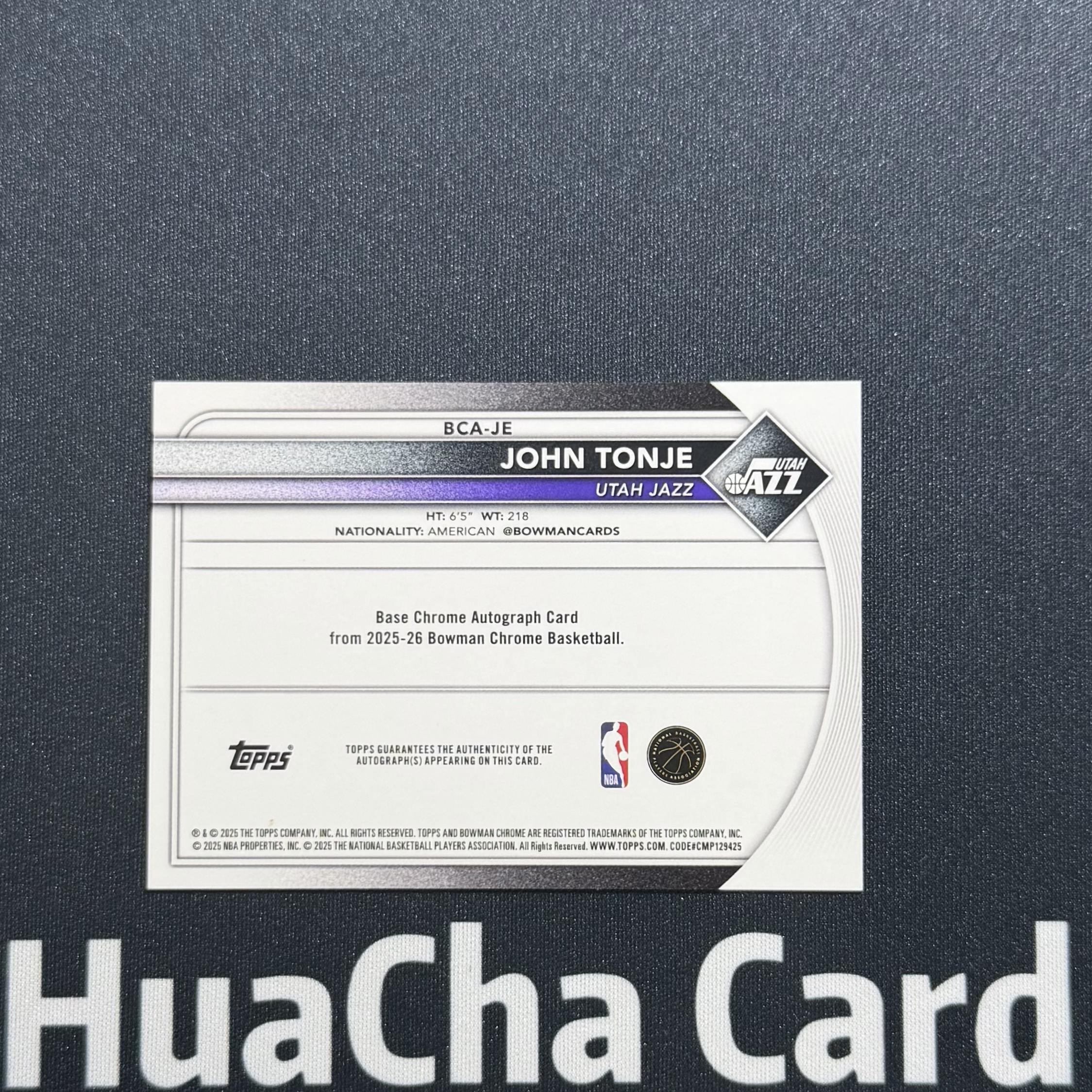 【花茶代卖】2025-26 Topps Bowman Chrome John Tonje 约翰通杰 爵士 新秀RC 签字 碎闪折 折射 /100编 卡品如图 #A东契奇