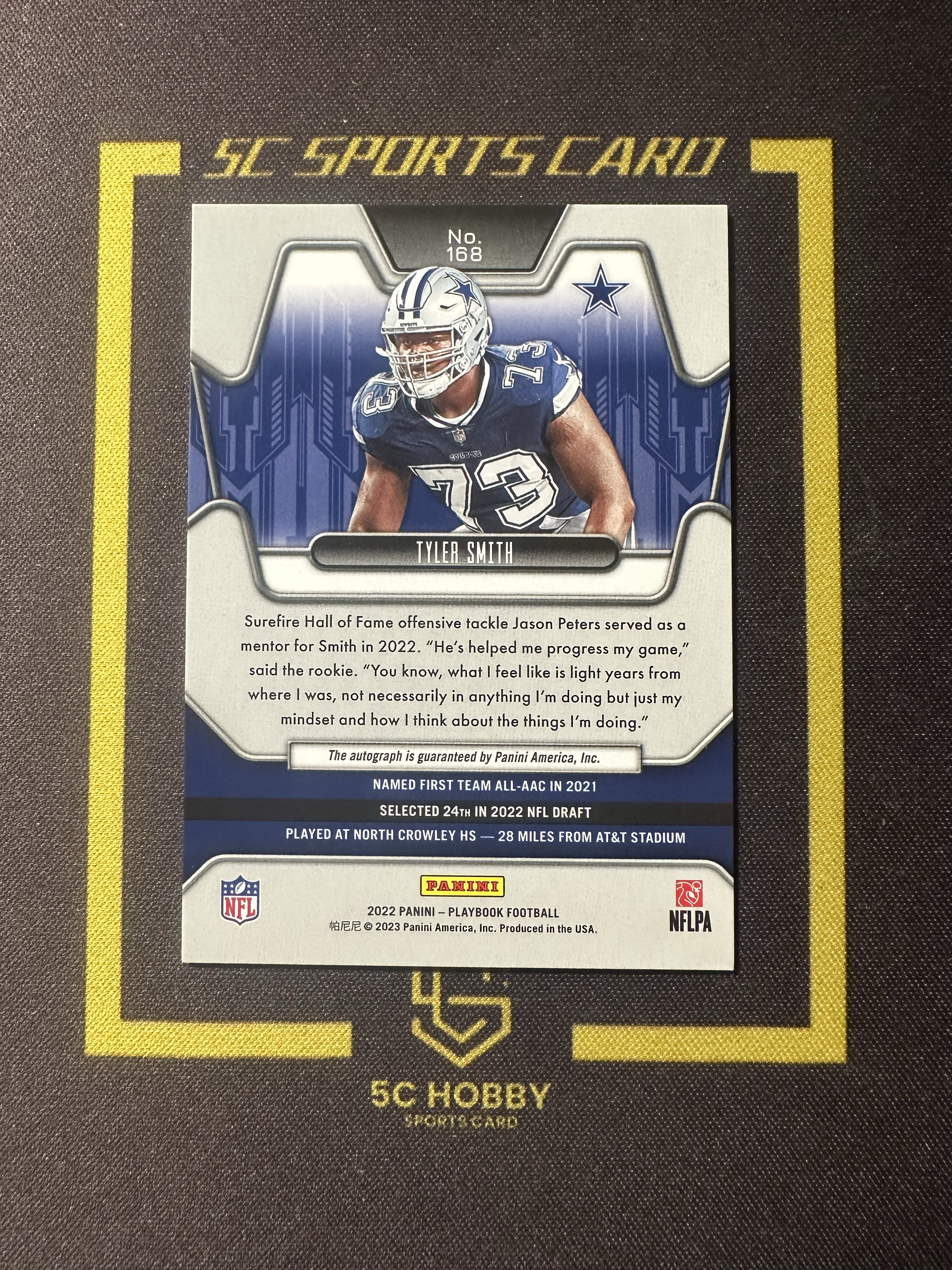 【主演出卡】 2022 panini 橄榄球 playbook 系列 牛仔队 Tyler Smith 签字 45/49 卡品如图
