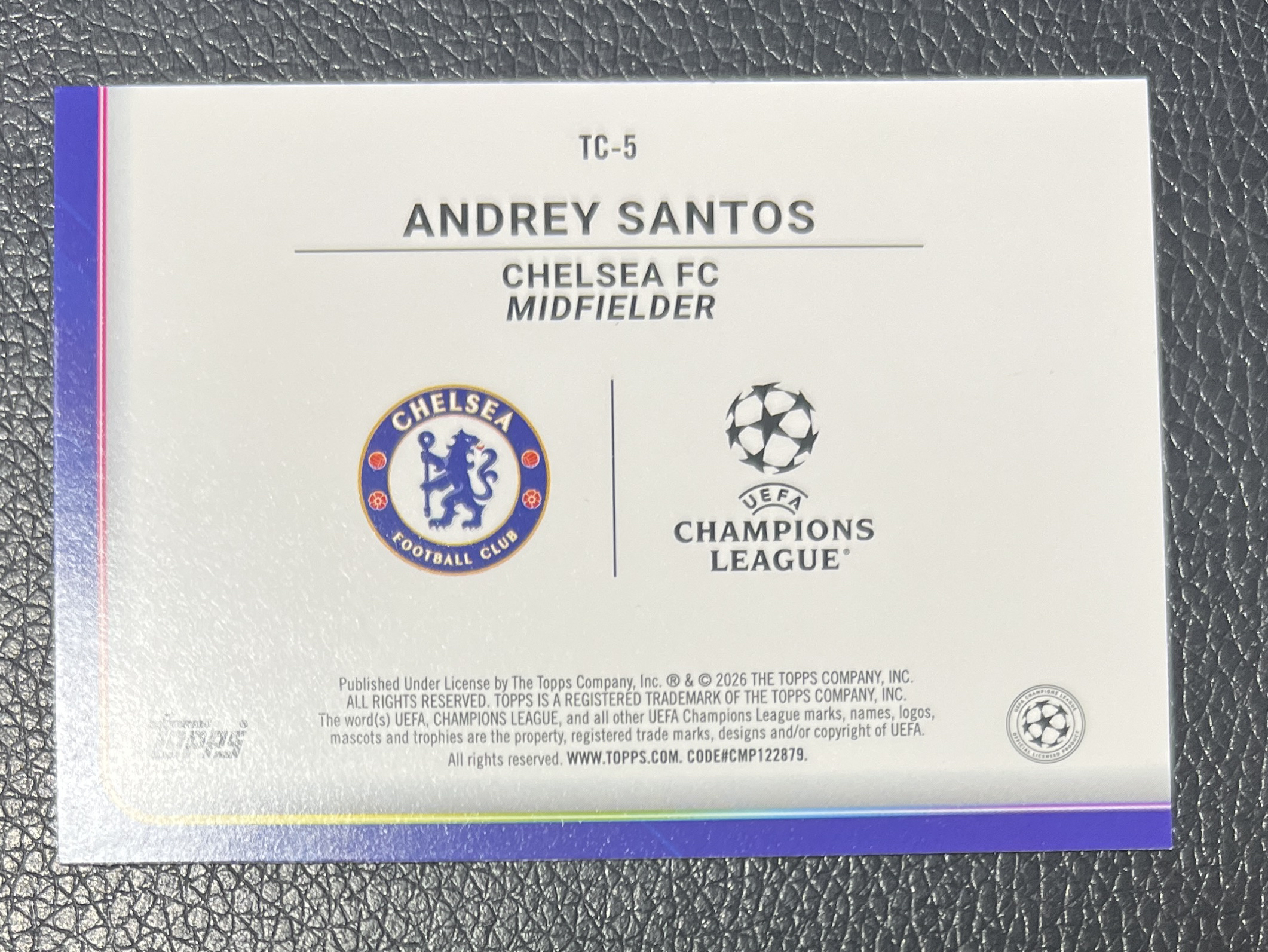 2026 Topps Topps Andrey Santos UCC 切尔西 安德雷 桑托斯 99编 奖杯追逐者特卡 卡品如图