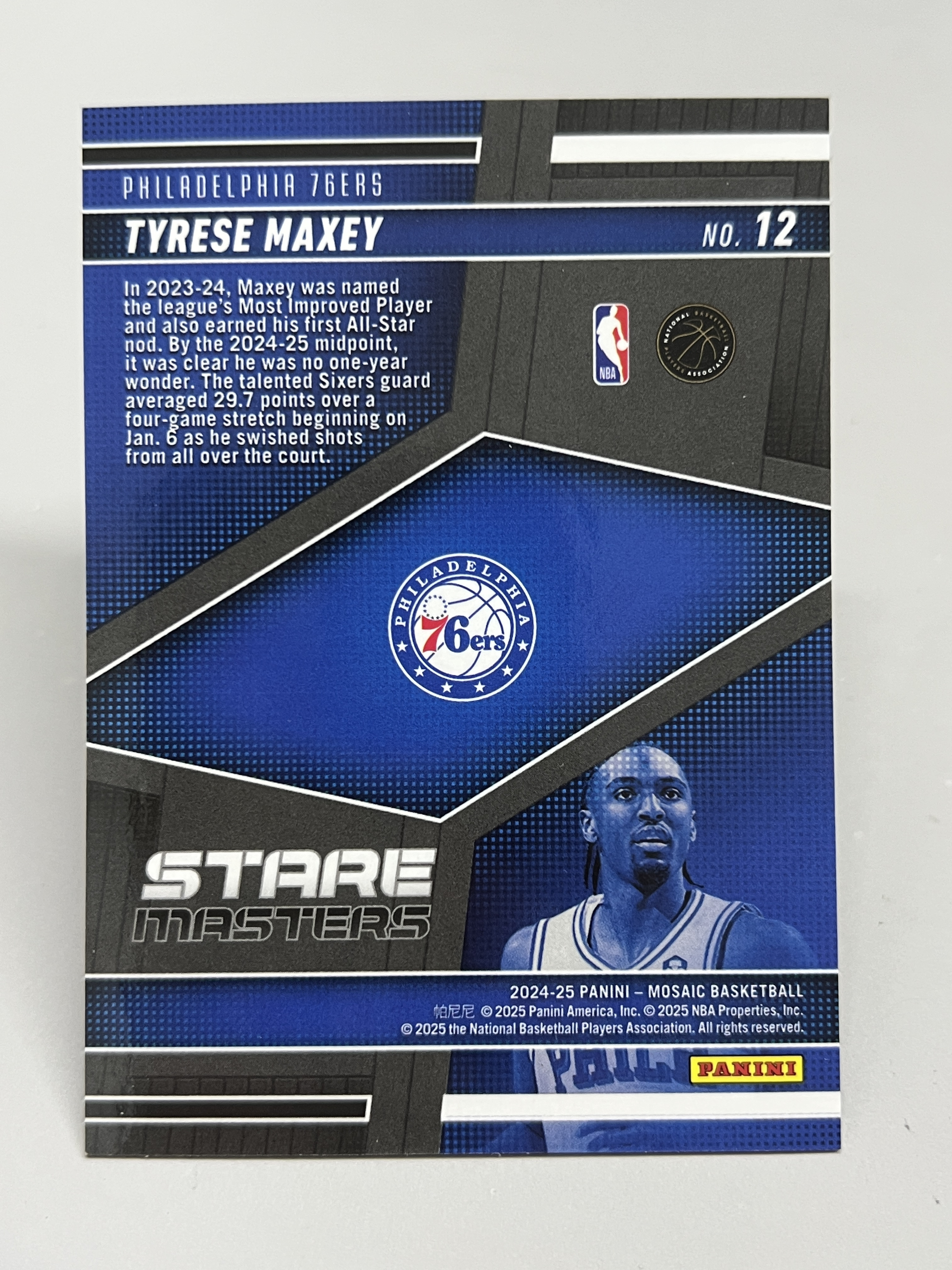 2024-25 Panini Mosaic Tyrese Maxey 【挂机拍卖】帕尼尼 马赛克 马克西 76人 Stare Masters 特卡 #12 收藏 凑套 卡品如图