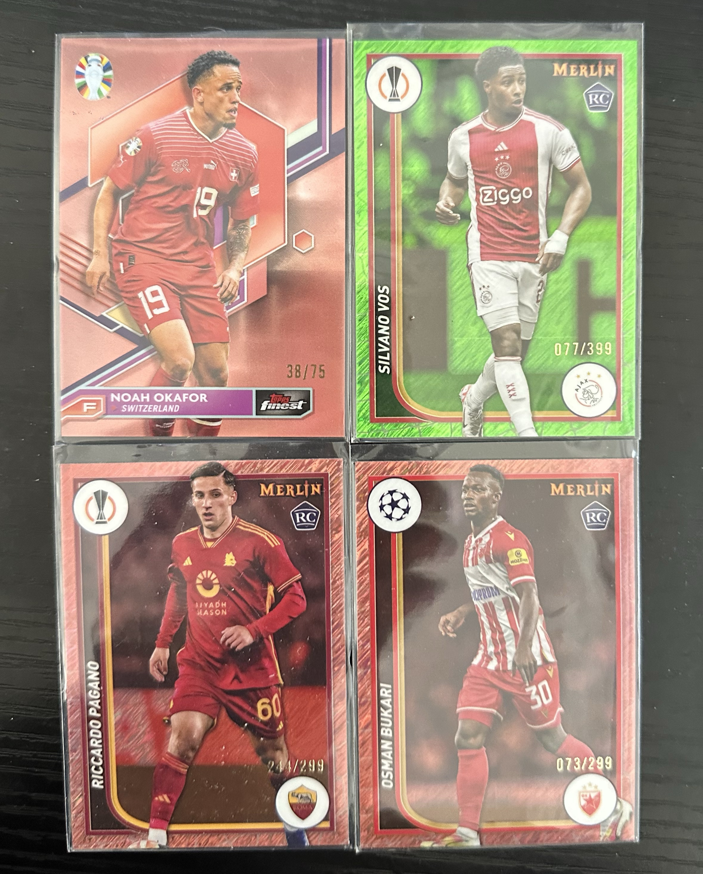 Topps 瓦斯 奥卡福尔 帕加诺等 299编 399编 75编 4张lot编 瑞士 罗马 阿贾克斯 战神无双拍卡 (三页)