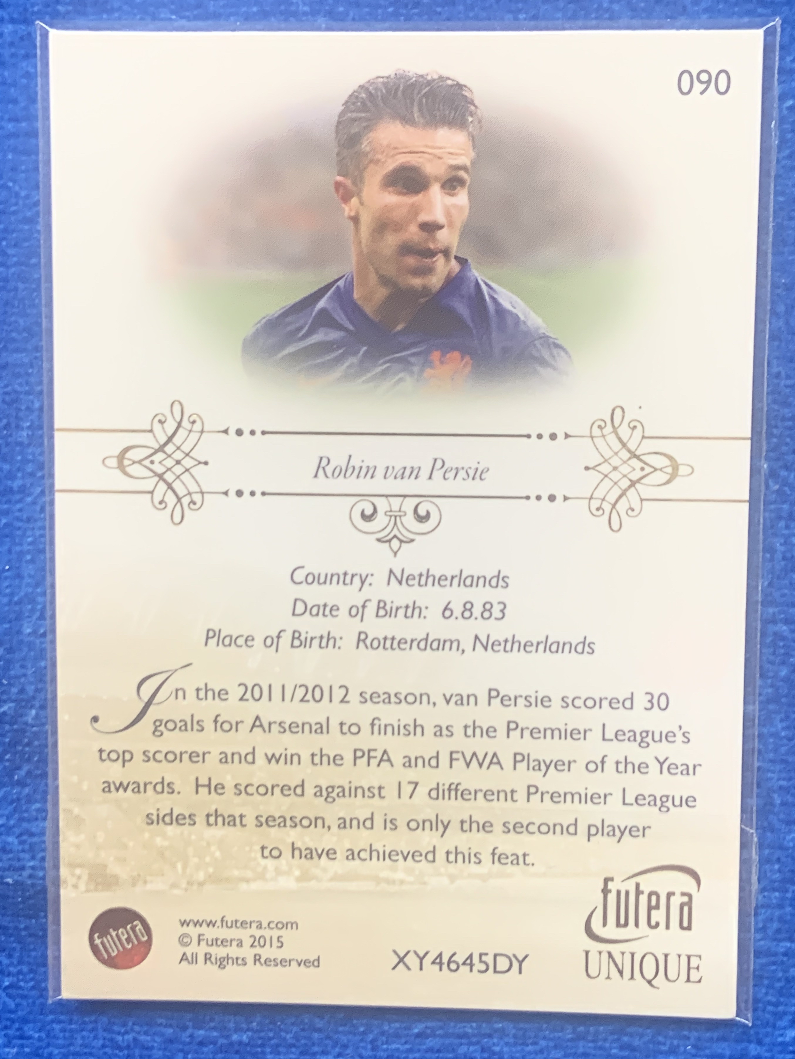 2015 Futera Holland Robin van Persie 福特拉 荷兰 范佩西 曼联ManchesterUnited 阿森纳Arsenal 英超金靴 经典老卡 不保卡品ebay有价