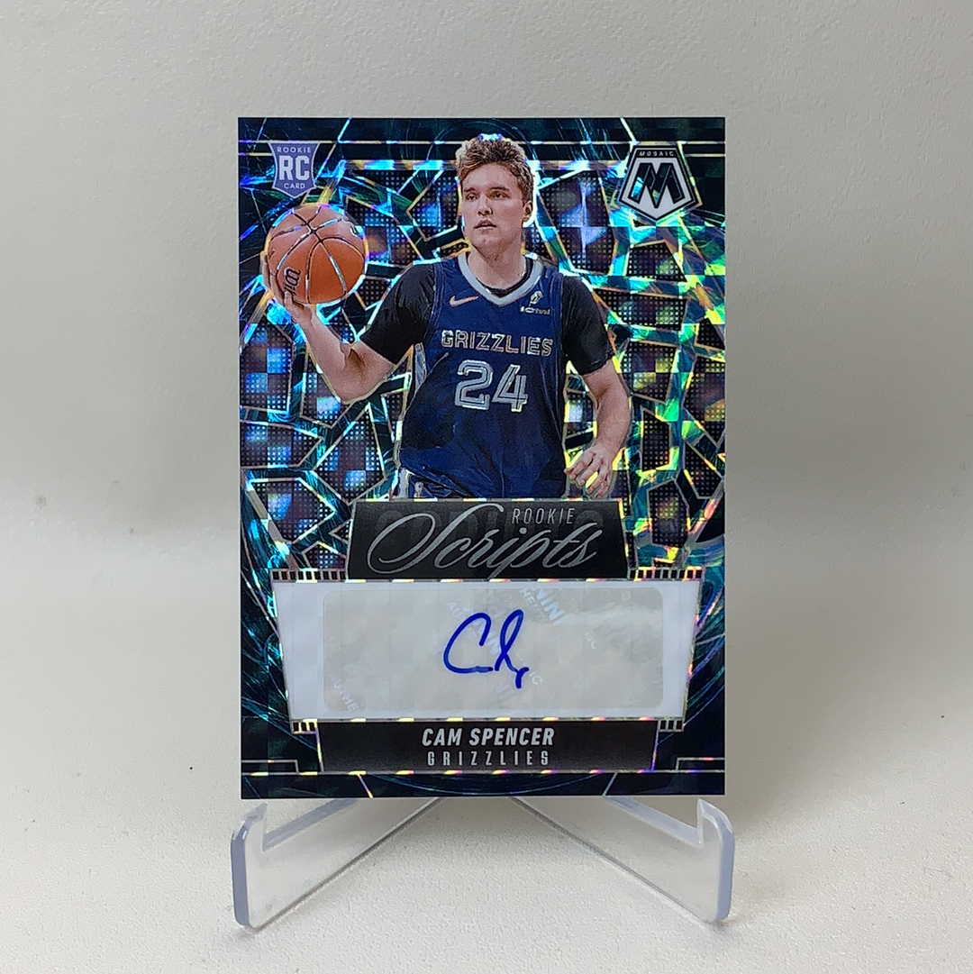 【弈卡代拍】2024-25 Panini 帕尼尼 Mosaic系列 RC新秀 Cam Spencer 蓝马赛克 折射 签名 蓝字贴签 卡姆·斯潘塞 得分后卫 灰熊 品相如图 凑套必备 老总