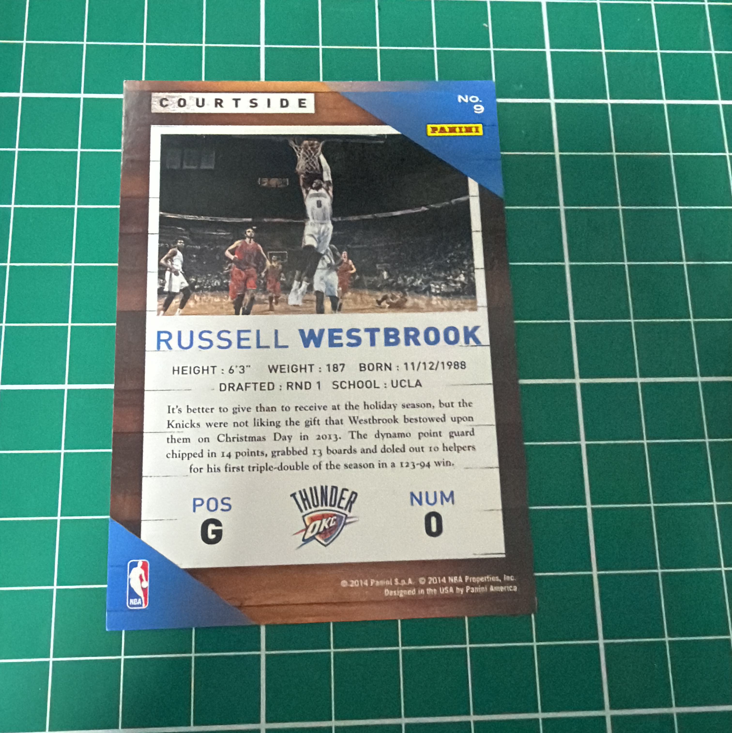 2014-15 Panini S.p.A Russell Westbrook 中雅图/中亚图 拉塞尔威斯布鲁克 威少 横版特卡 场边 小聚光灯 老卡 绝版卡 稀有大比例