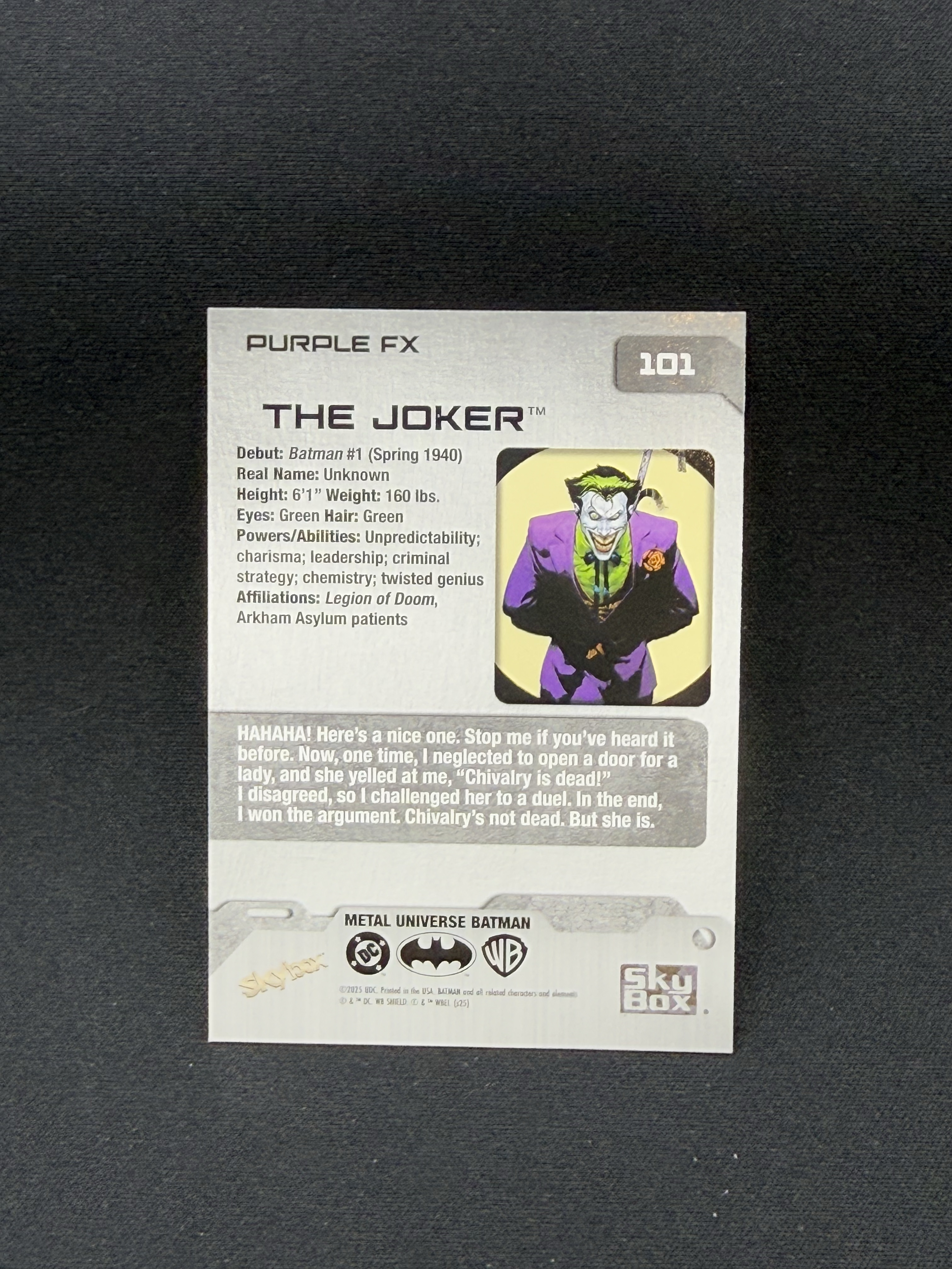 2025 Upper Deck Skybox DC Metal Batman The Joker 【小贝代拍】UD 蝙蝠侠 元年 大反派 小丑 紫平行 卡品如图 拍前看描述 XNP