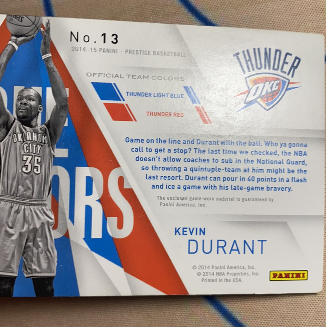 2013-14 Panini Prestige Kevin Durant 嘿嘿代卖 凯文 杜兰特 落场球衣切割 物料 首编01/75编 雷霆 死神 卡品如图 凑套必备