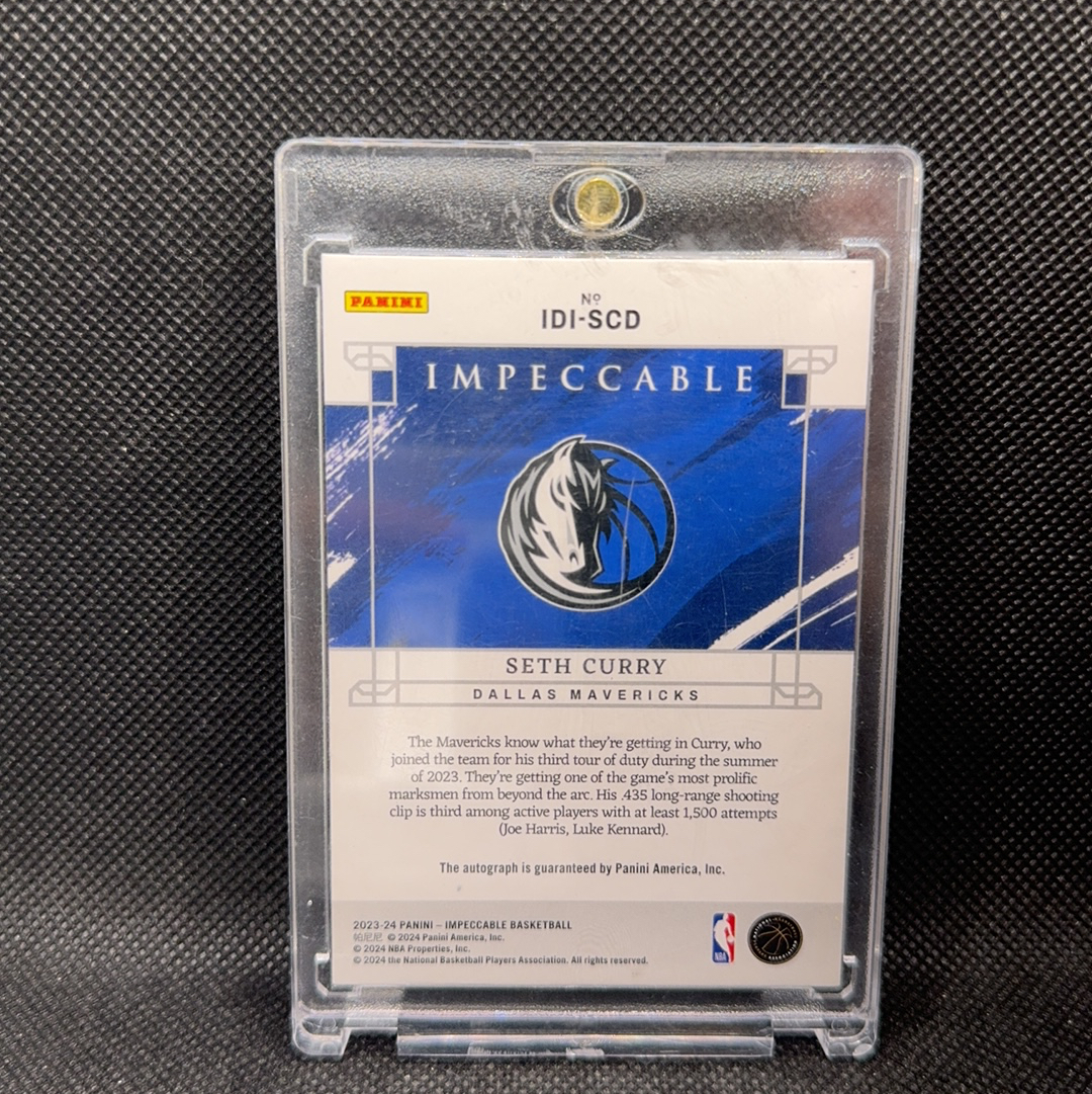 【Roseee代卖】2023-24 Panini Impeccable Seth Curry 小真金 独行侠 塞斯 库里 25编卡签 ink签 jeff