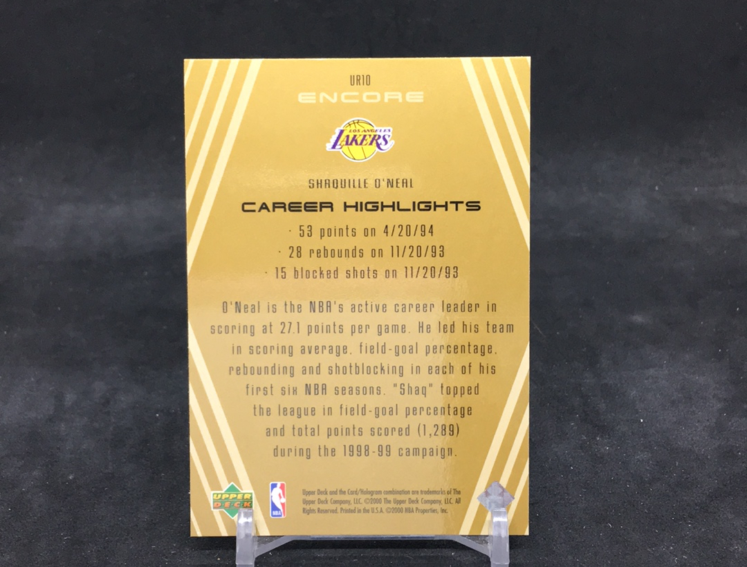 【DC拍卖】12.01 UD ENCORE 大比例折射特卡 经典老特 实卡美如画 名人堂名宿 湖人王朝核心领袖 历史第一中锋 大鲨鱼 沙奎尔 奥尼尔