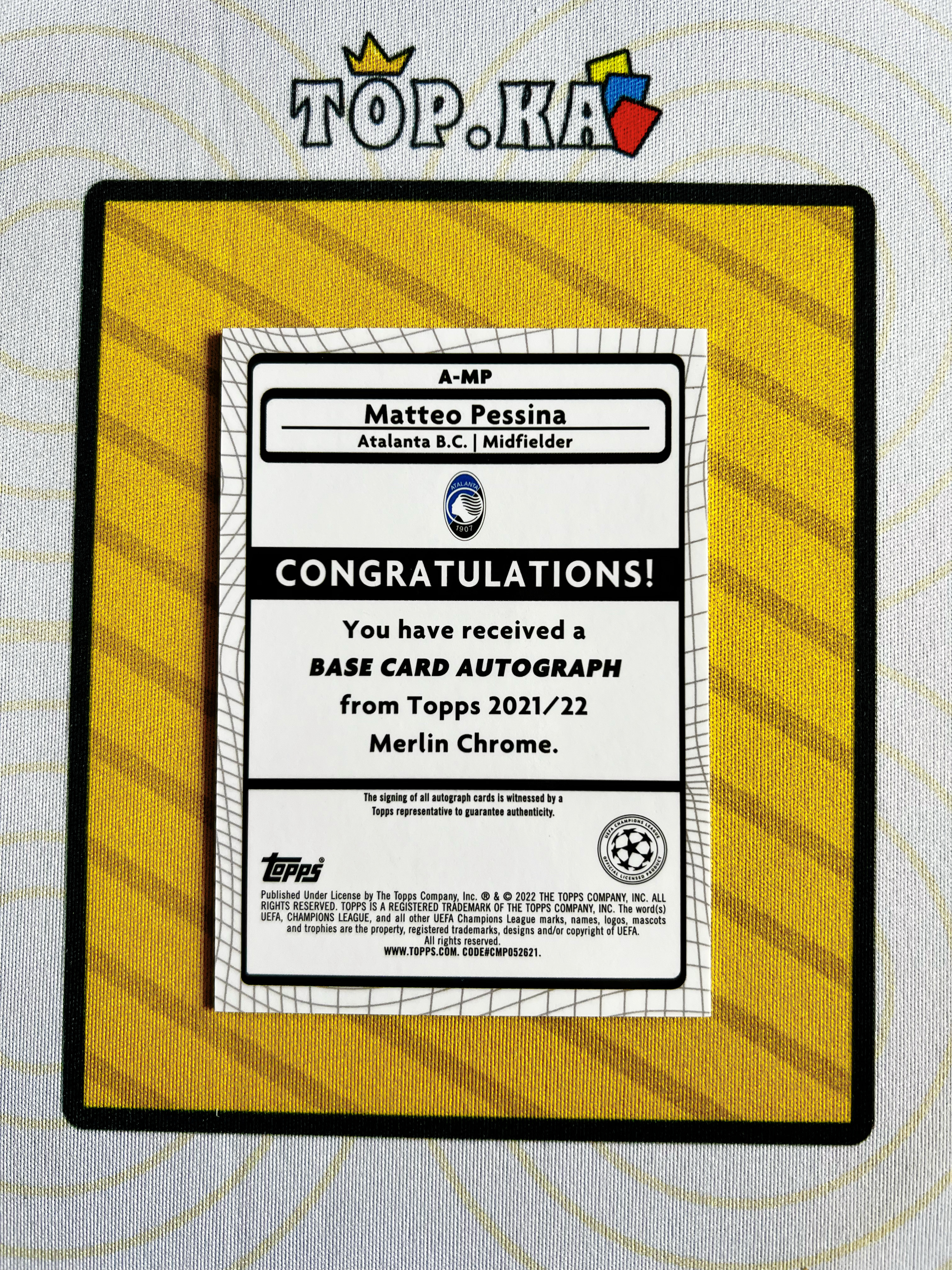 【顶尖卡社】2022 Topps merlin Matteo Pessina C 欧冠 亚特兰大 马泰奥 佩西纳 梅林系列 意大利 银折 签名 签字 折射 详情看描述 瑕疵如图【Lawson】