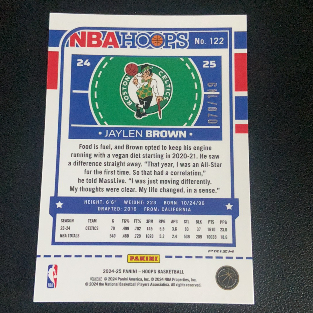 2024-25 Panini NBA Hoops Jaylen Brown 149编 折射 绿折 colormatch 杰伦 布朗 凯尔特人时期 卡品如图
