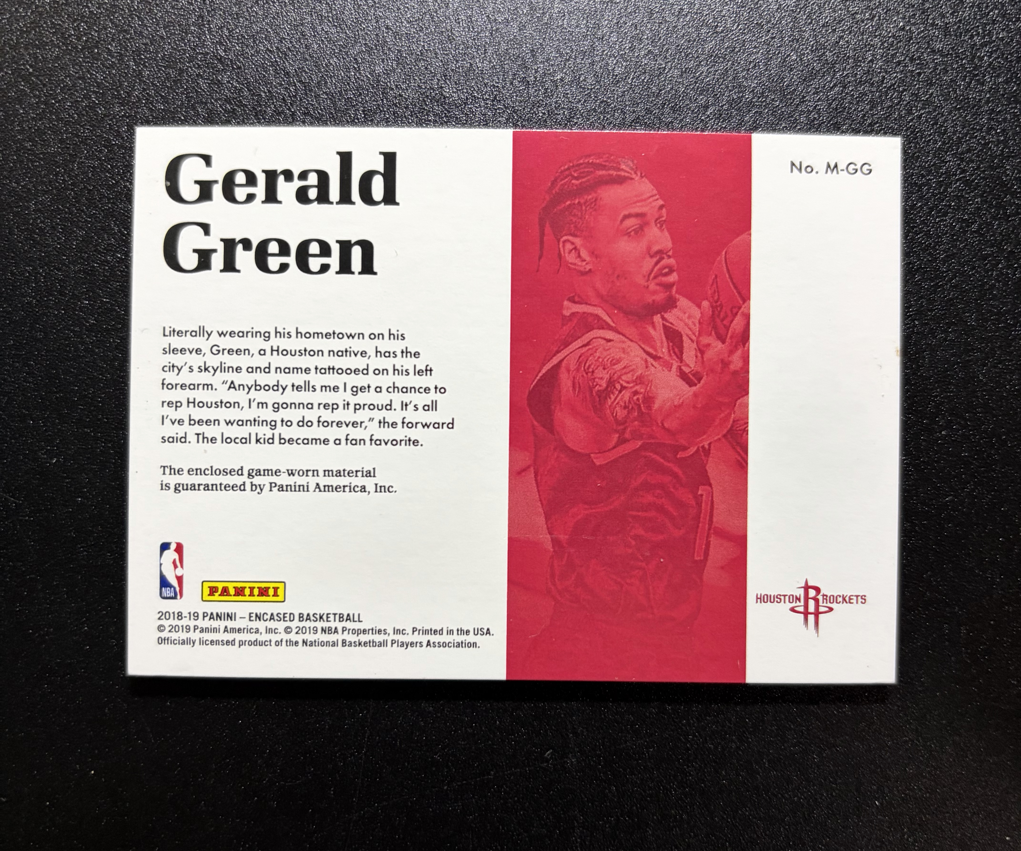 2018-19 Panini Encased Gerald Green 【lge代卖】杰拉德 格林 物料 gu落场球衣切割 火箭 云端 收藏极佳