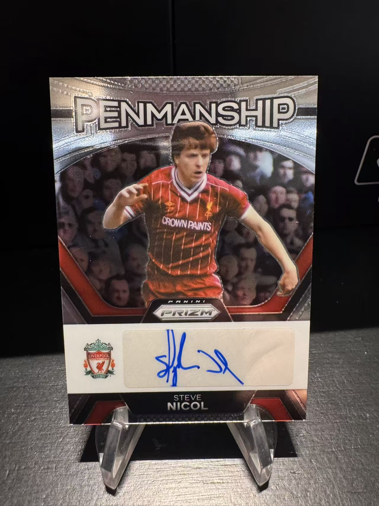 龖Panini 2023-24 英超 Prizm 利物浦 Penmanship 书法签 签字 史蒂夫 尼科尔 Steve Nicol 签字 签名 Base签 卡品如图 MJ002L