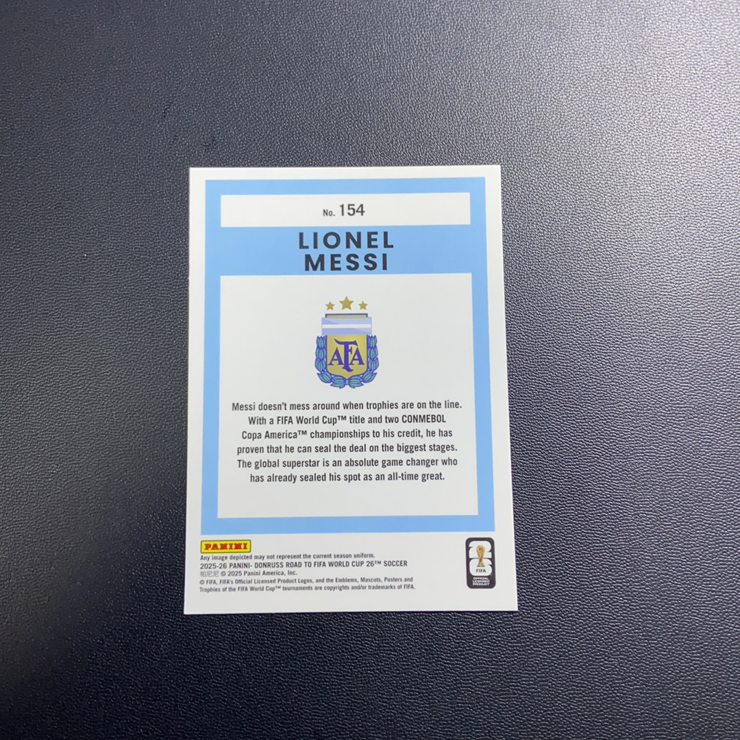 【小牛代拍】2025-26 Panini Donruss Road to World Cup Lionel Messi 世界杯 杜蕾斯 阿根廷 里奥 梅西 O版 Base 卡品如图(楚哥)