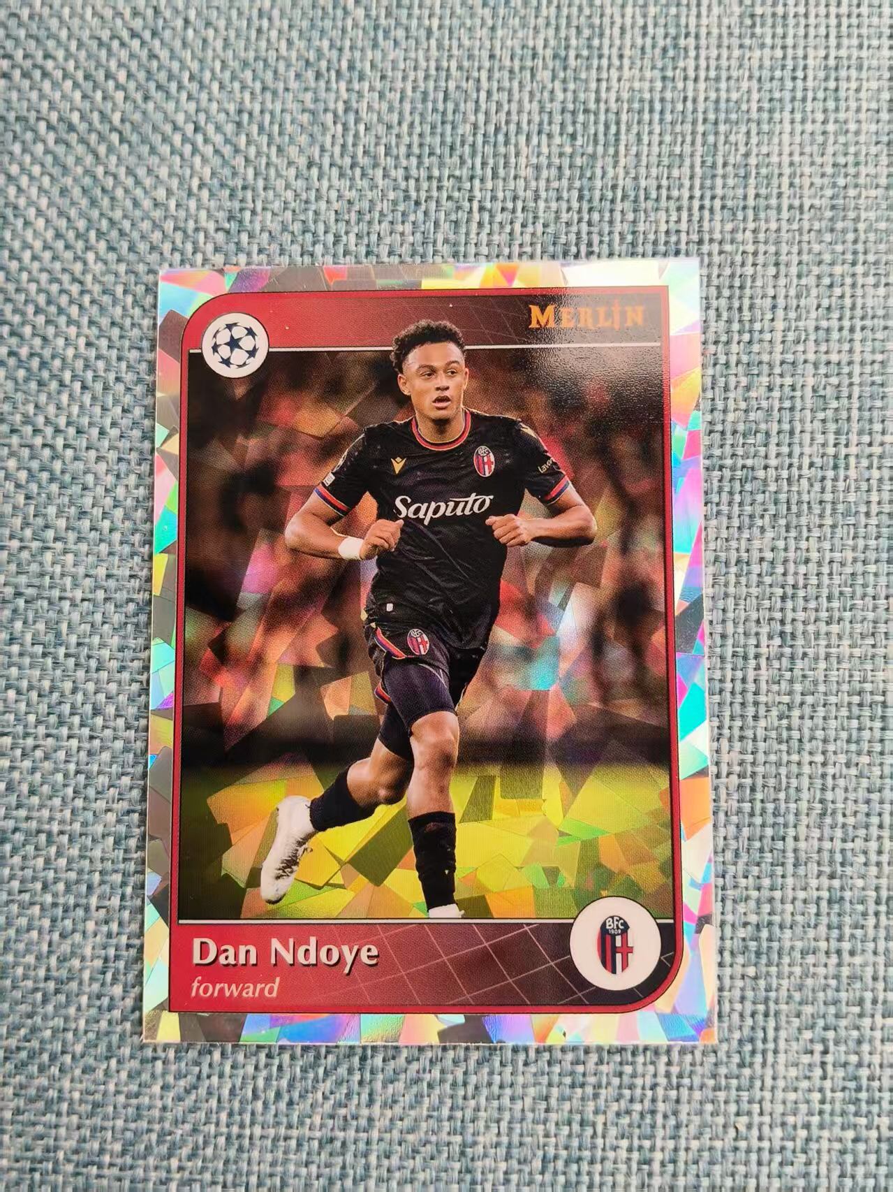 2024-25 Topps Merlin chrome ndoye topps merlin 梅林 欧冠 博洛尼亚 恩多耶 碎冰 折射