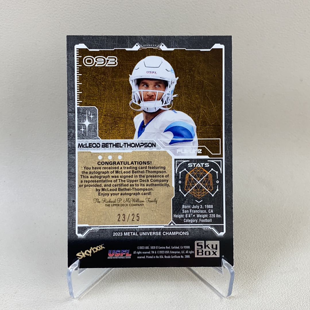 【弈卡代拍】2023 SkyBox METAL UNIVERSE CHAMPIONS 综合体育 低编 签字签名 贴签 美式橄榄球 麦克劳德 贝瑟尔 汤普森 23/25编 品相如图 凑套必备 坦总
