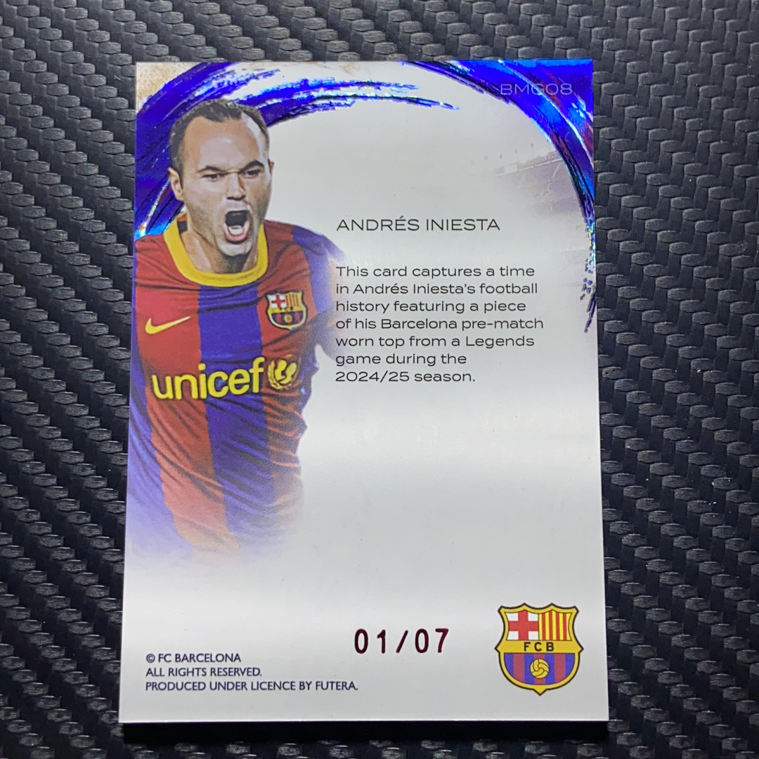 【小牛代拍】2025 Futera Barcelona Andres Iniesta 福特拉 巴萨队盒 巴塞罗那 伊涅斯塔 小白 落场 球衣 物料 1/7编 首编 卡品如图(Tarkuya)