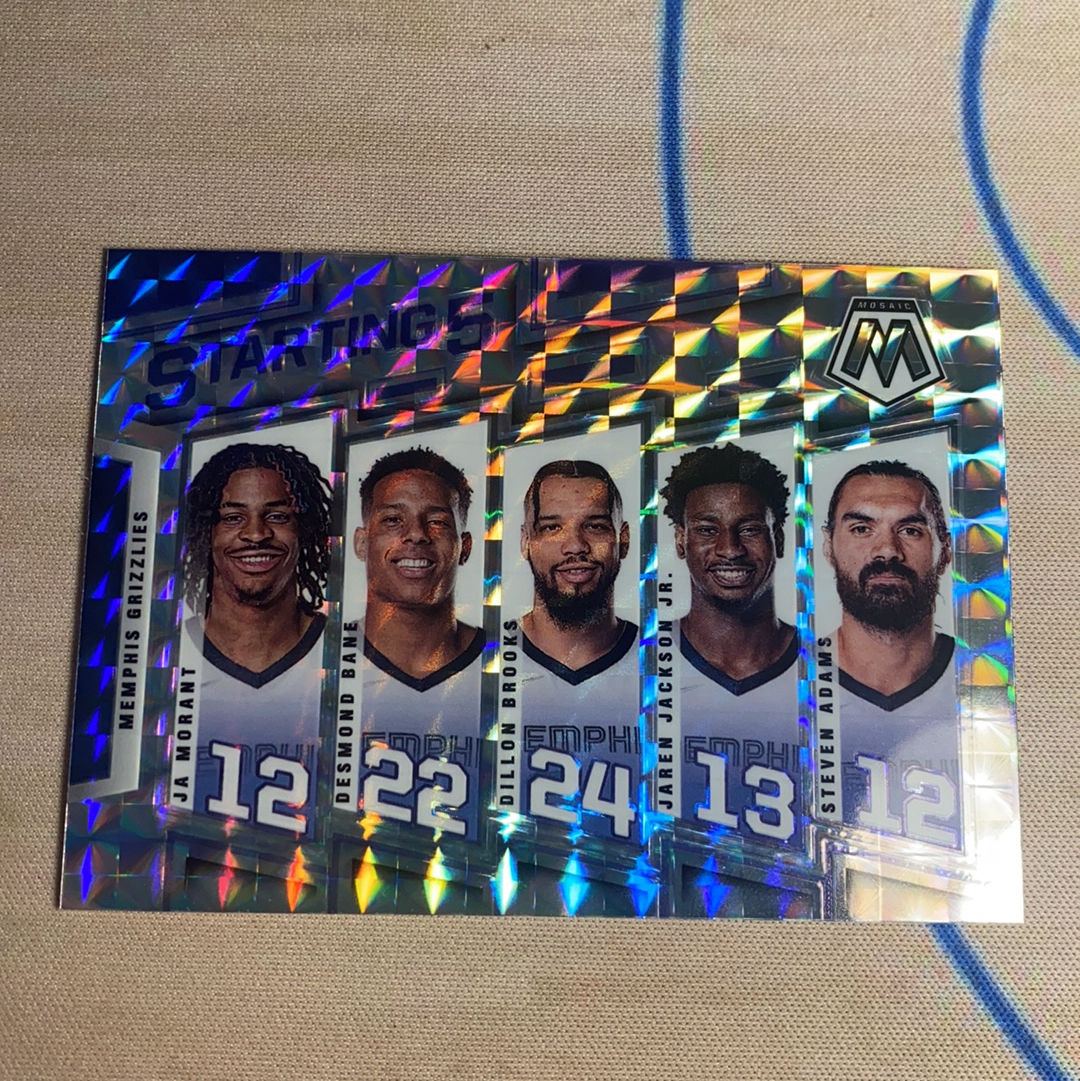 2021-22 Panini Mosaic Memphis Grizzlies 帕尼尼 马赛克 银折 灰熊首发五人组 莫兰特 贝恩 小贾伦杰克逊 亚当斯 布鲁克斯 卡品如图 凑套必备
