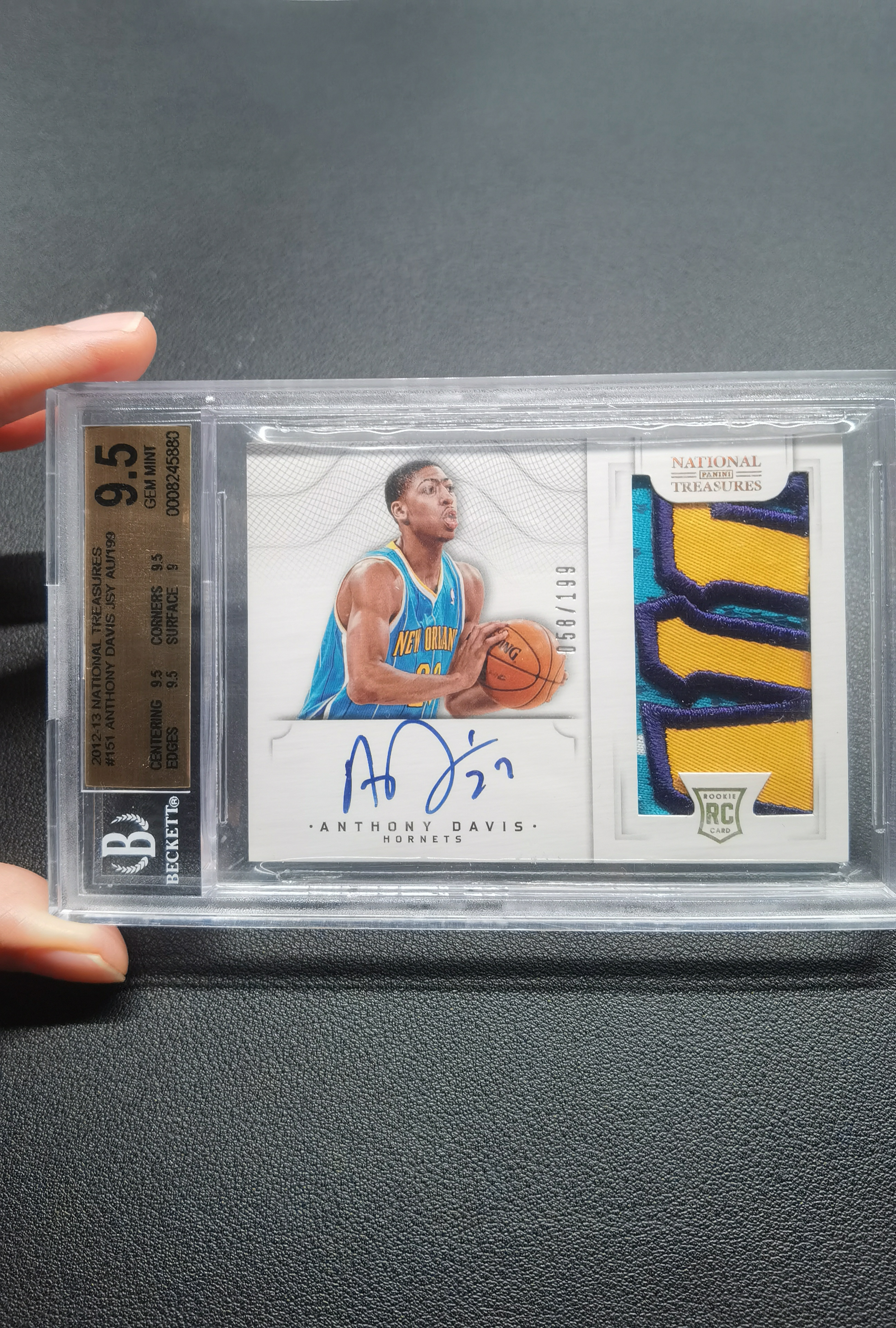 2012 Panini National Treasures Anthony Davis RC 安东尼戴维斯 浓眉 国宝199编 正RPA 新秀卡签 状元 亲穿球衣暴力切割 BGS9.5金标 签字10