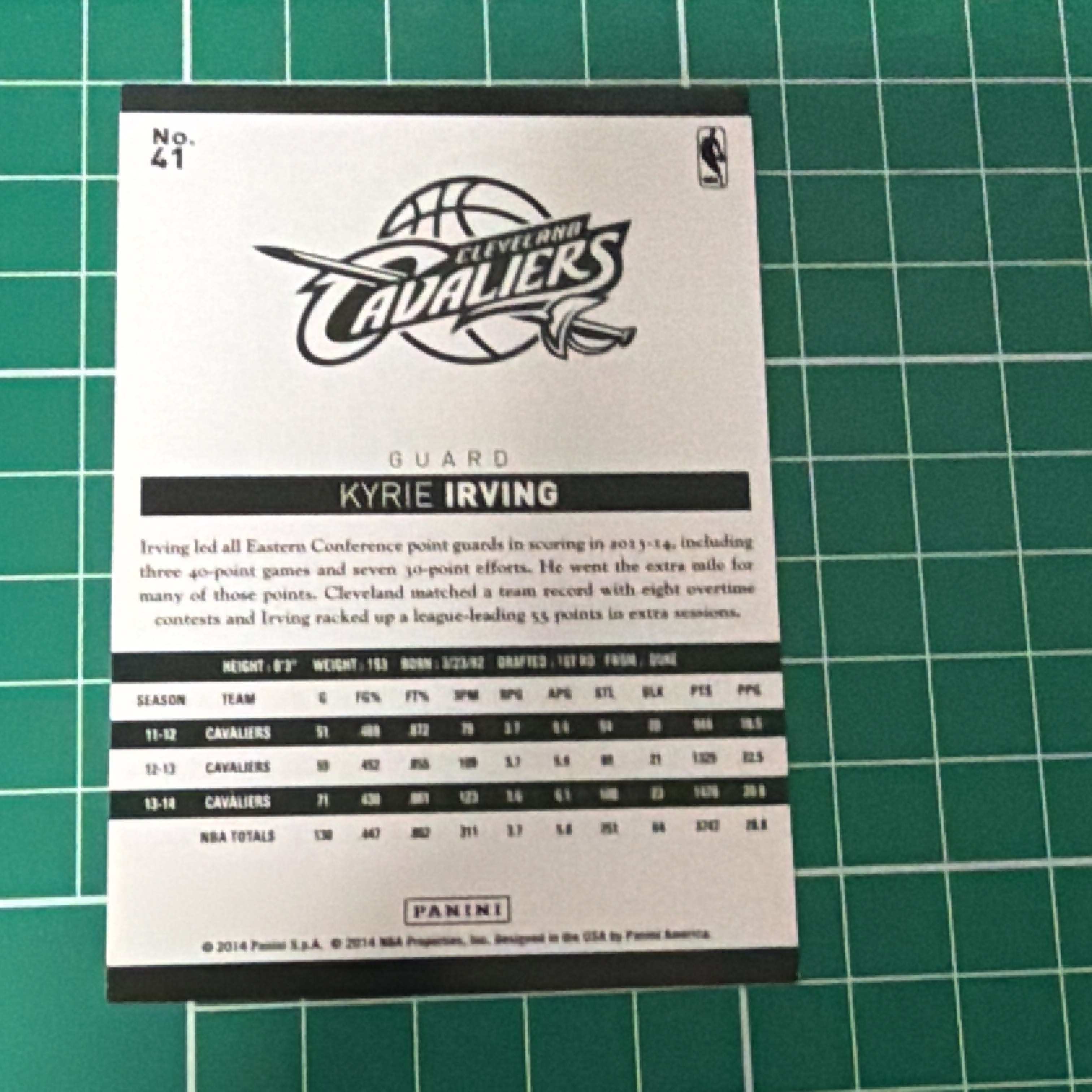 2014-15 Panini S.p.A Kyrie Irving 中雅图/中亚图 凯里欧文 欧神仙 老卡 绝版卡 稀有Base
