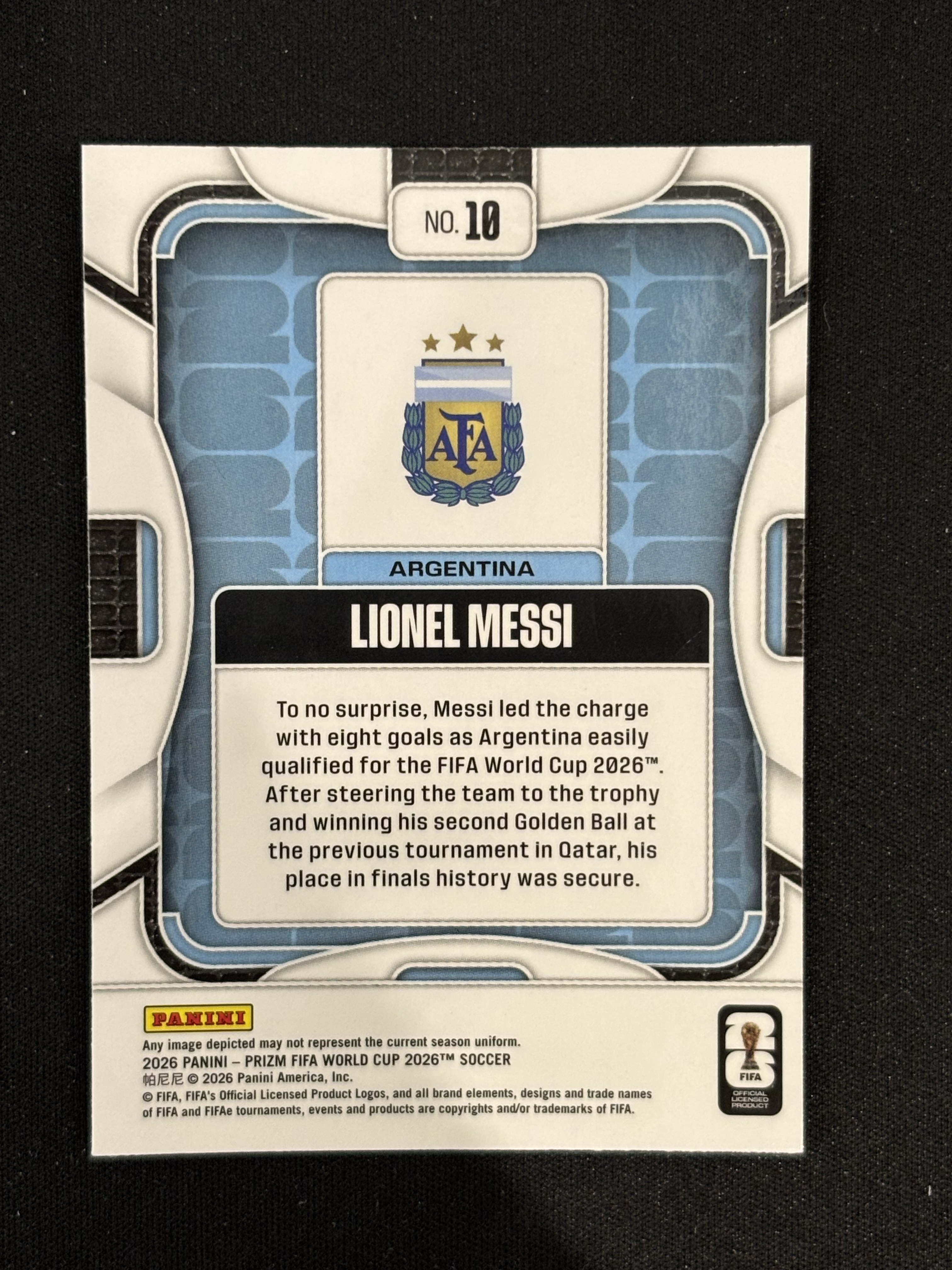 2026 Panini Prizm Fifa World Cup Lionel Messi FIFA 世界杯 梅西 球王 Goat 阿根廷 base 瑕疵如图 - pang