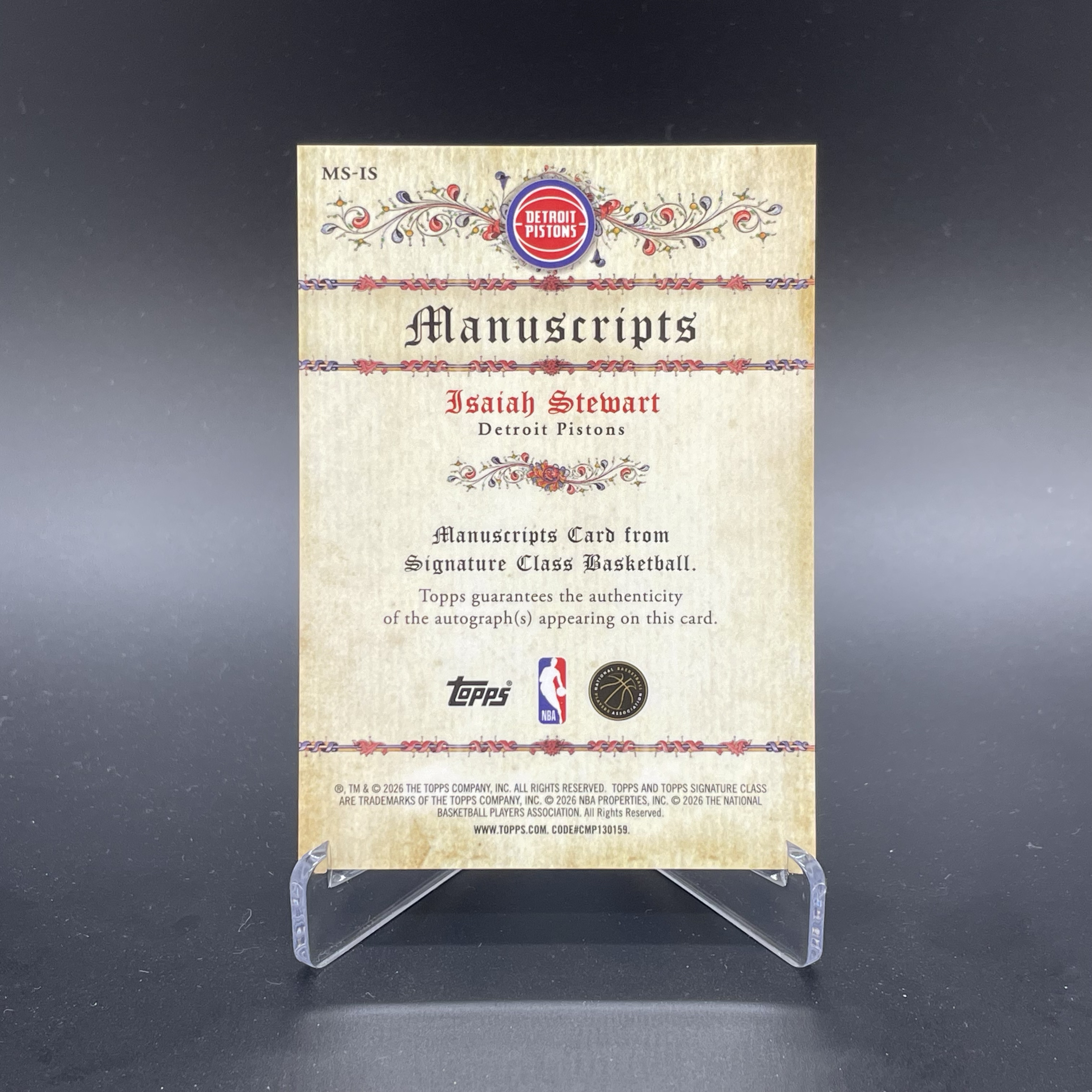 2026 Topps Signature Class Isaiah Stewart 【无界代卖】活塞 以赛亚 斯图尔特 签字 银折 坎宁安队友 品墨如图 不累计 JJ