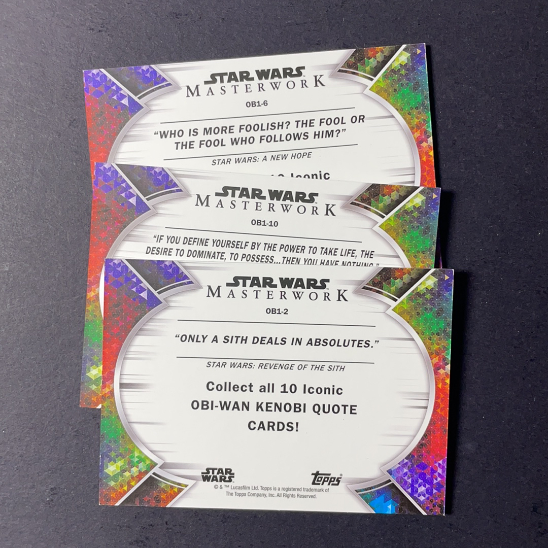 2025 Topps Star Wars 星球大战 欧比旺 汉索罗 卢克 欧比旺经典台词特卡3张打包序号见图2 2022 Topps 星战影视Masterwork大师盒系列